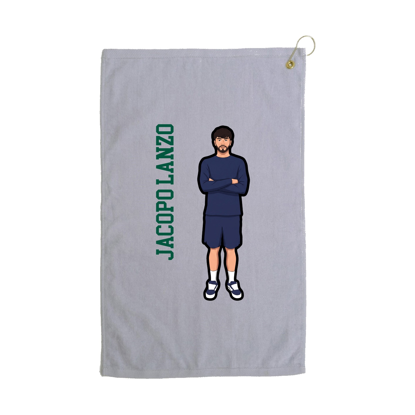 Golf Towel — Name Vertical in Grey