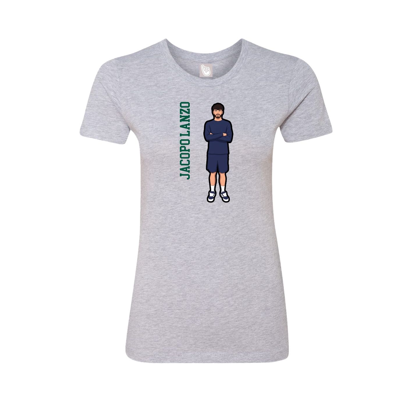 Fitted Women's Tee — Name Vertical in Grey