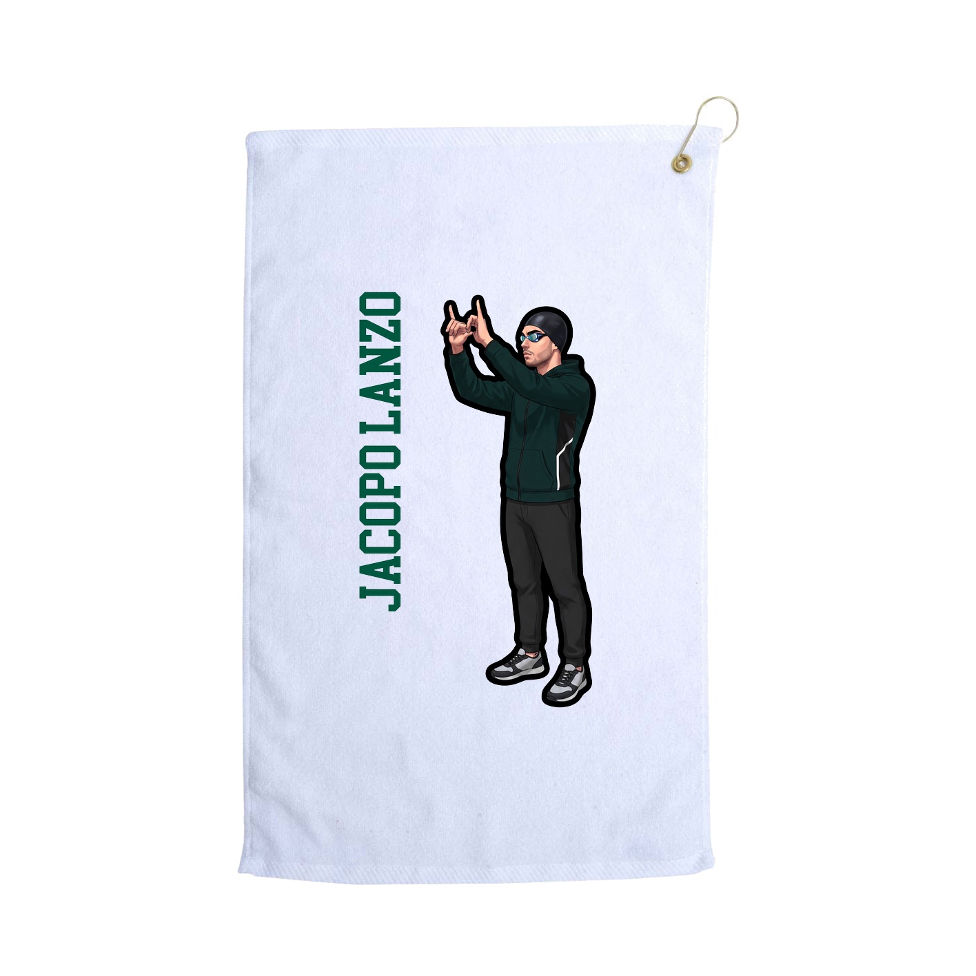 Golf Towel — Name Vertical in White