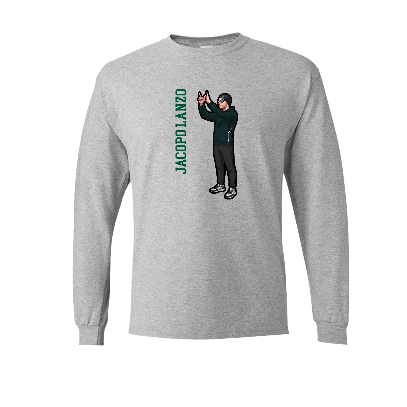 Long Sleeve Tee — Name Vertical in Grey