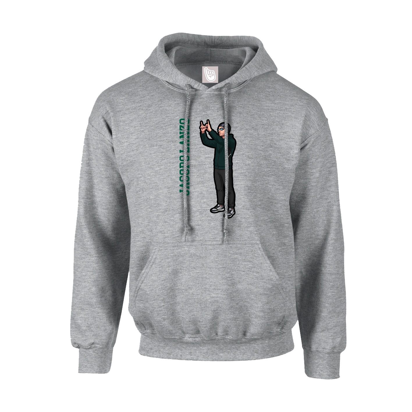 Hoodie — Name Vertical in Grey