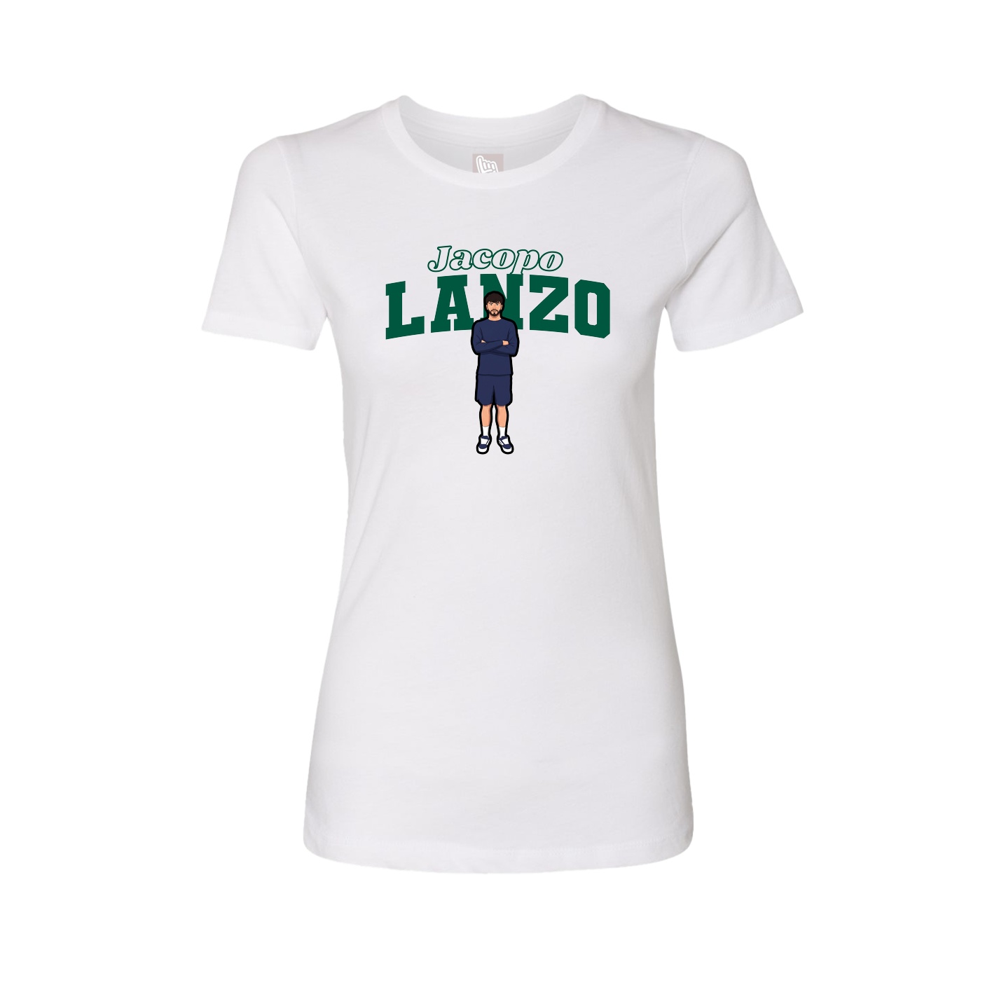 Fitted Women's Tee — Name Arch in White