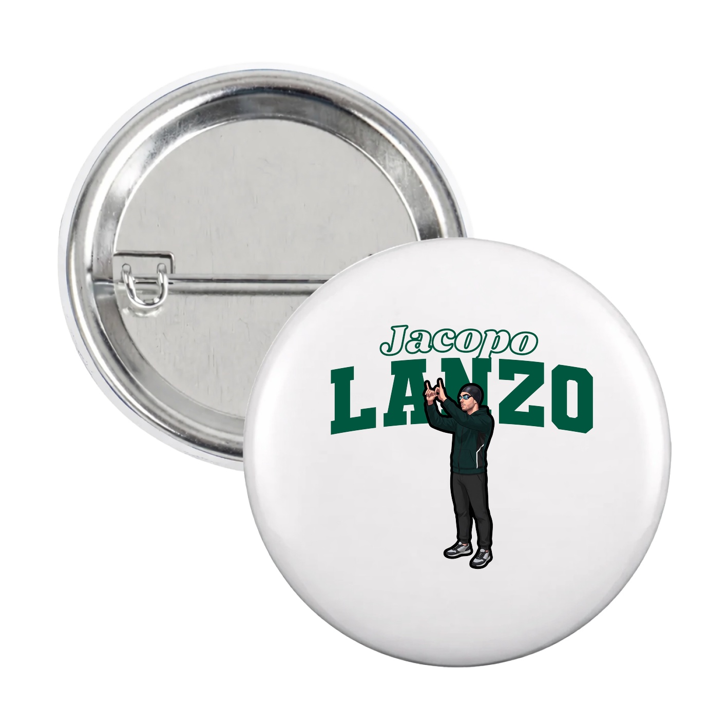 Game Day Button — Name Arch in White
