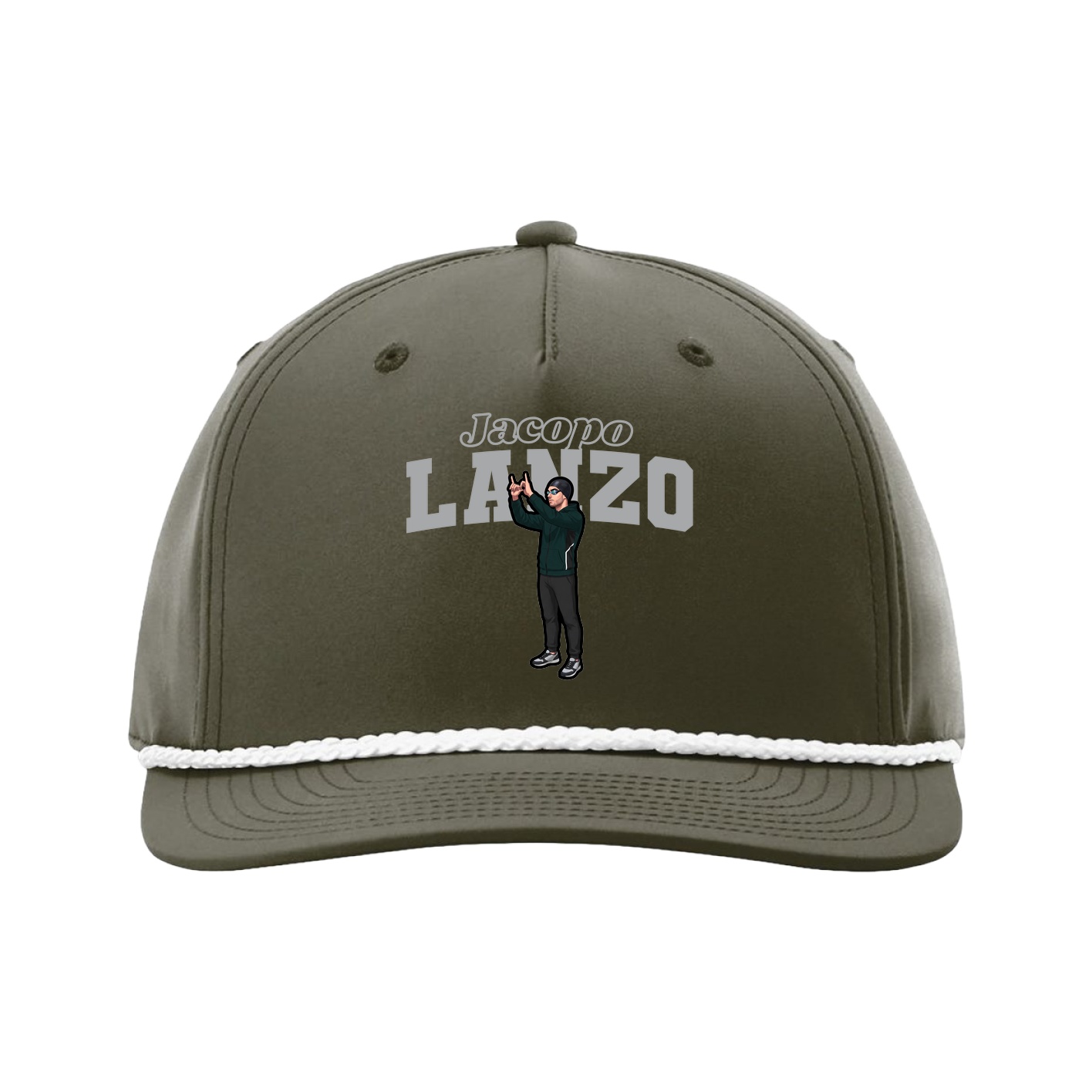 Five-Panel Classic Rope Cap — Name Arch in Green