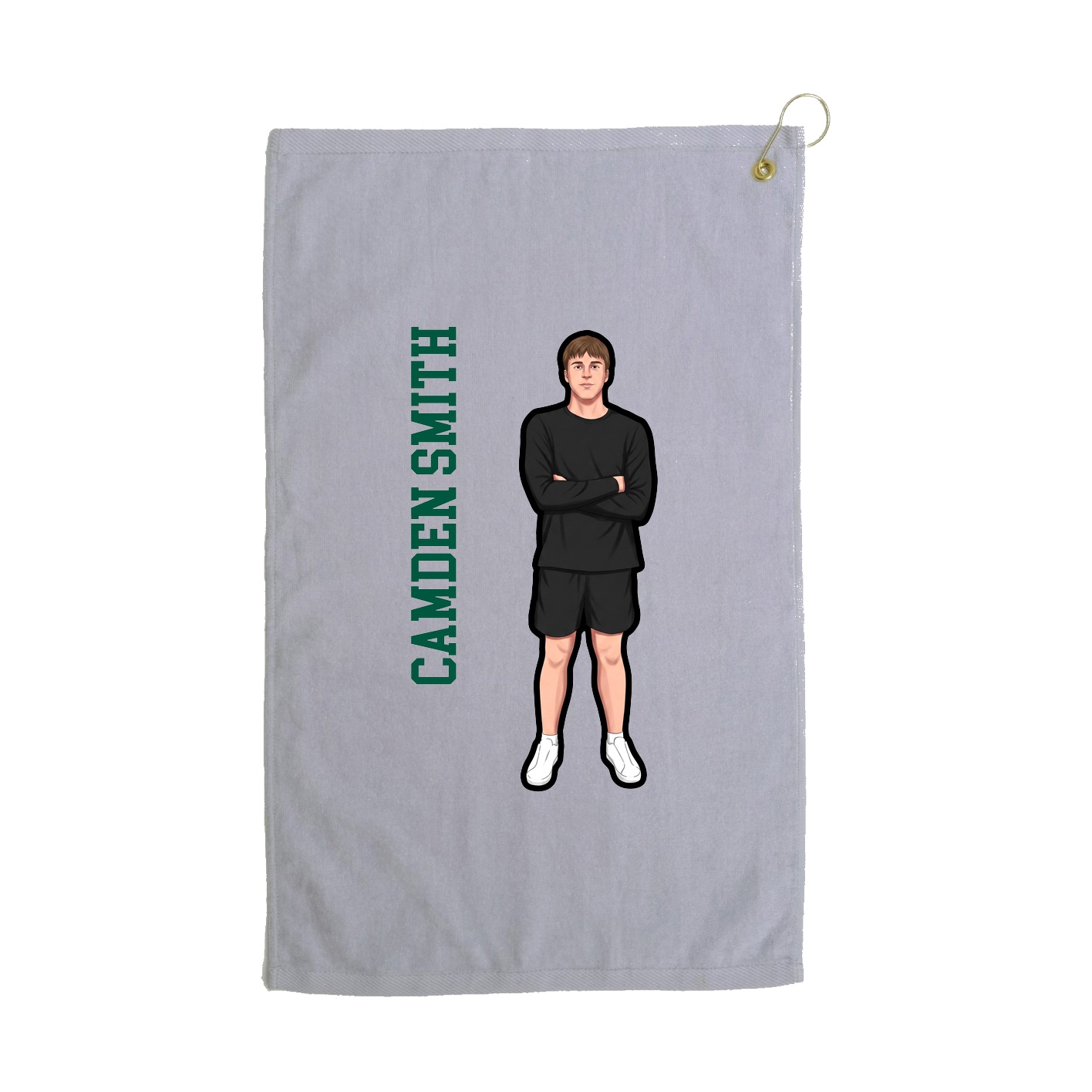 Golf Towel — Name Vertical in Grey