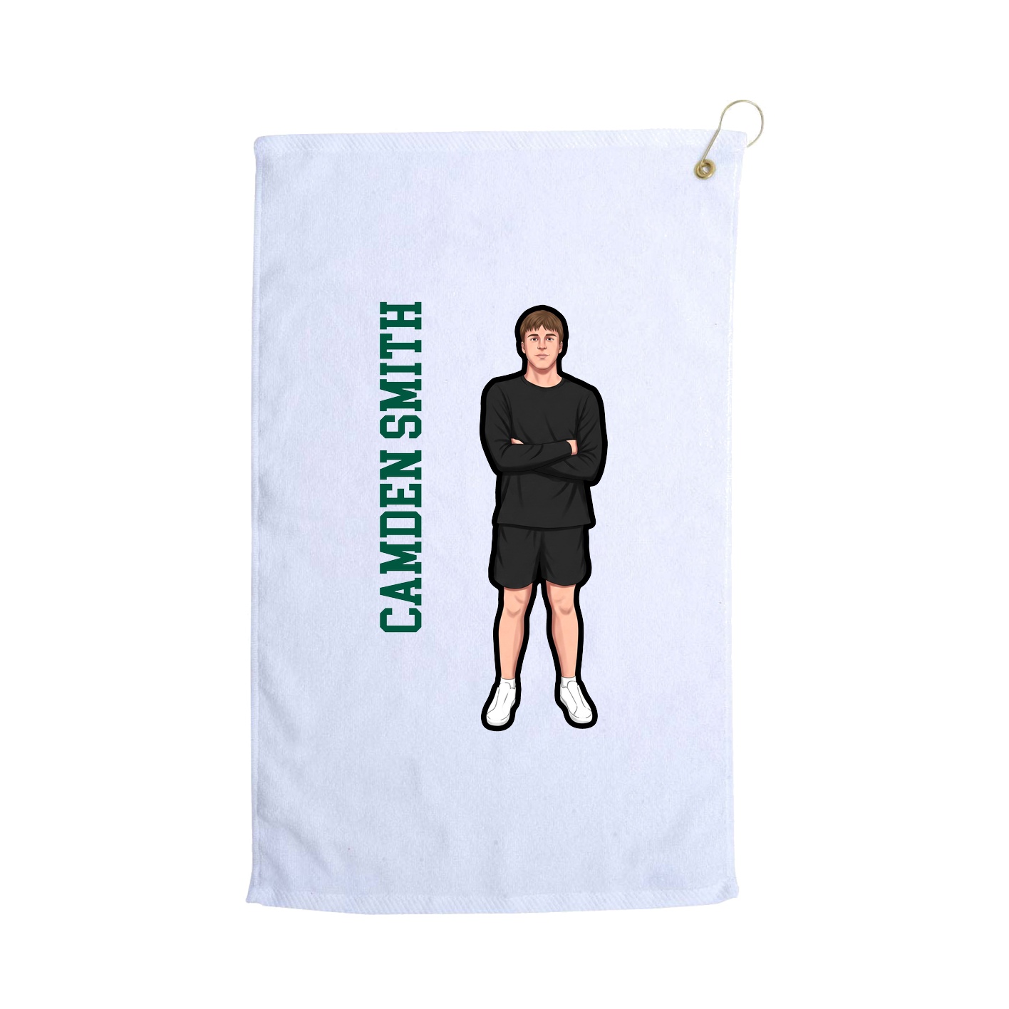 Golf Towel — Name Vertical in White