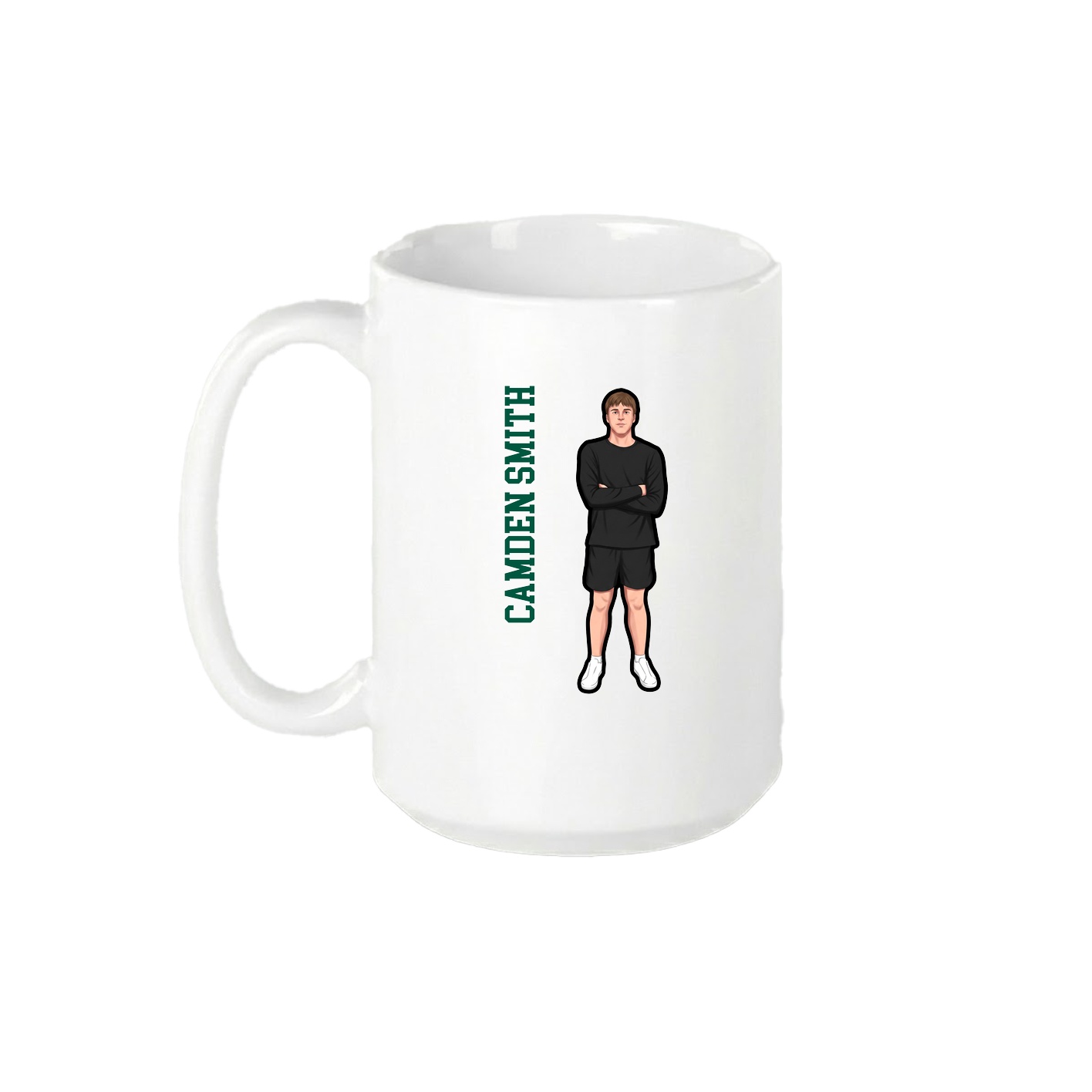 15oz Coffee Mug — Name Vertical in White
