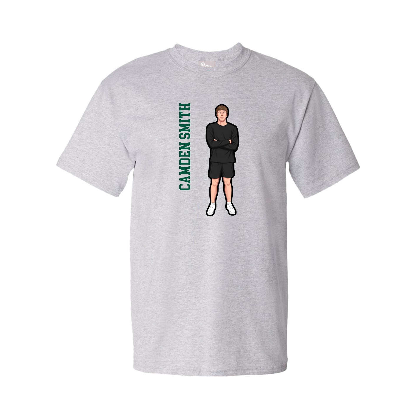 Tee — Name Vertical in Grey