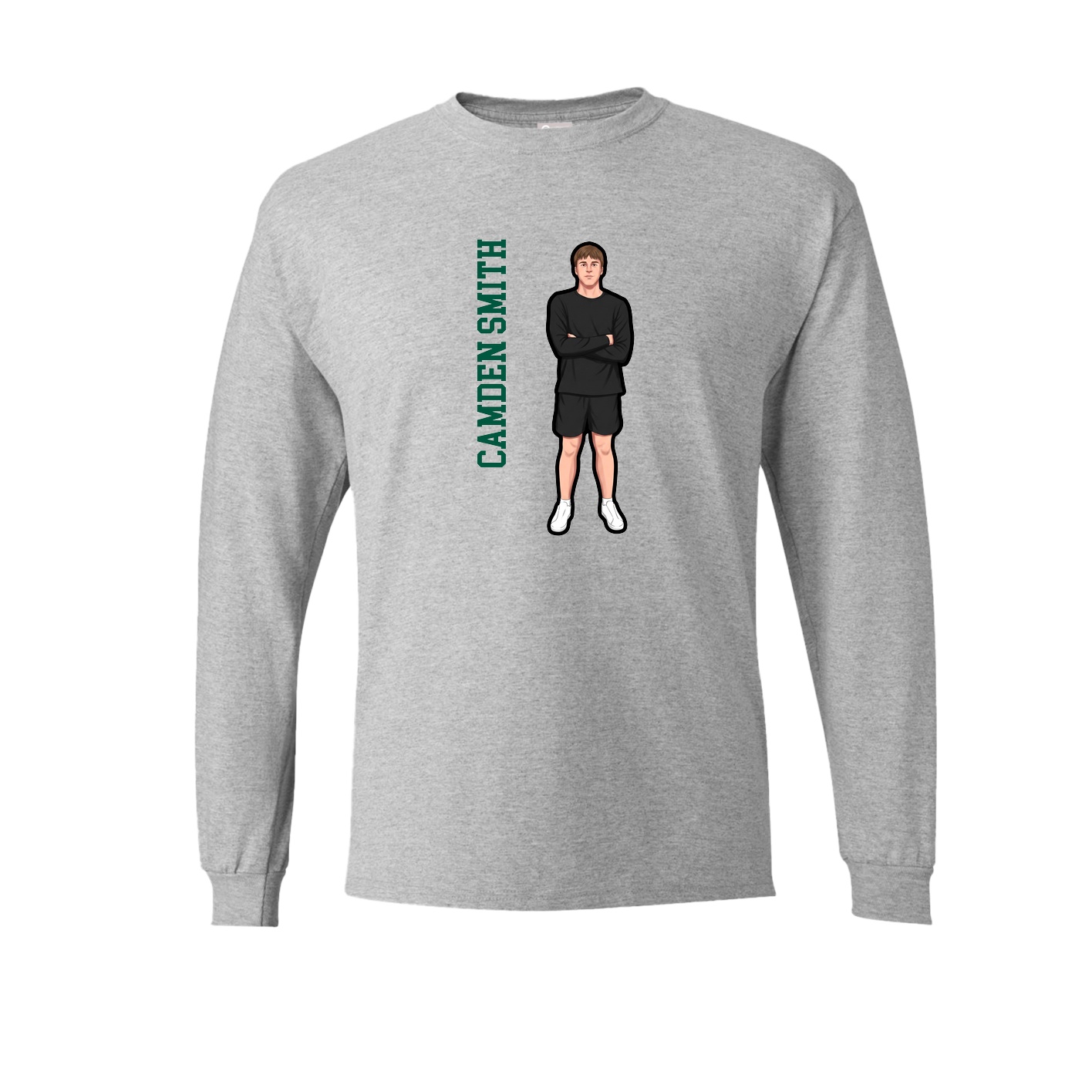 Long Sleeve Tee — Name Vertical in Grey