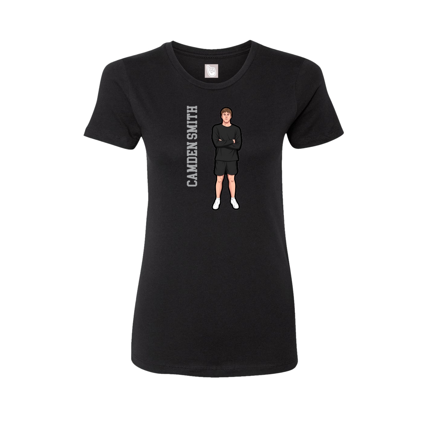 Fitted Women's Tee — Name Vertical in Black