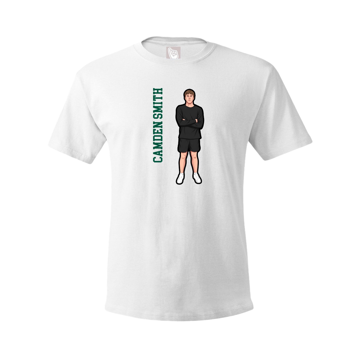 Youth Tee — Name Vertical in White