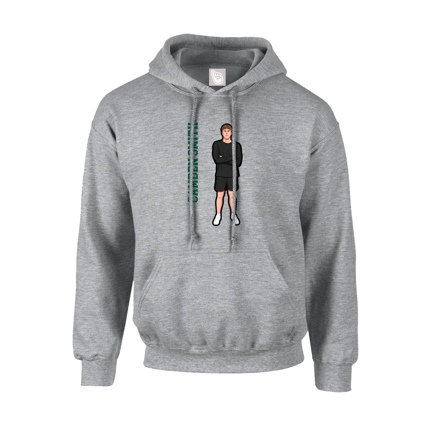 Youth Hoodie — Name Vertical in Grey