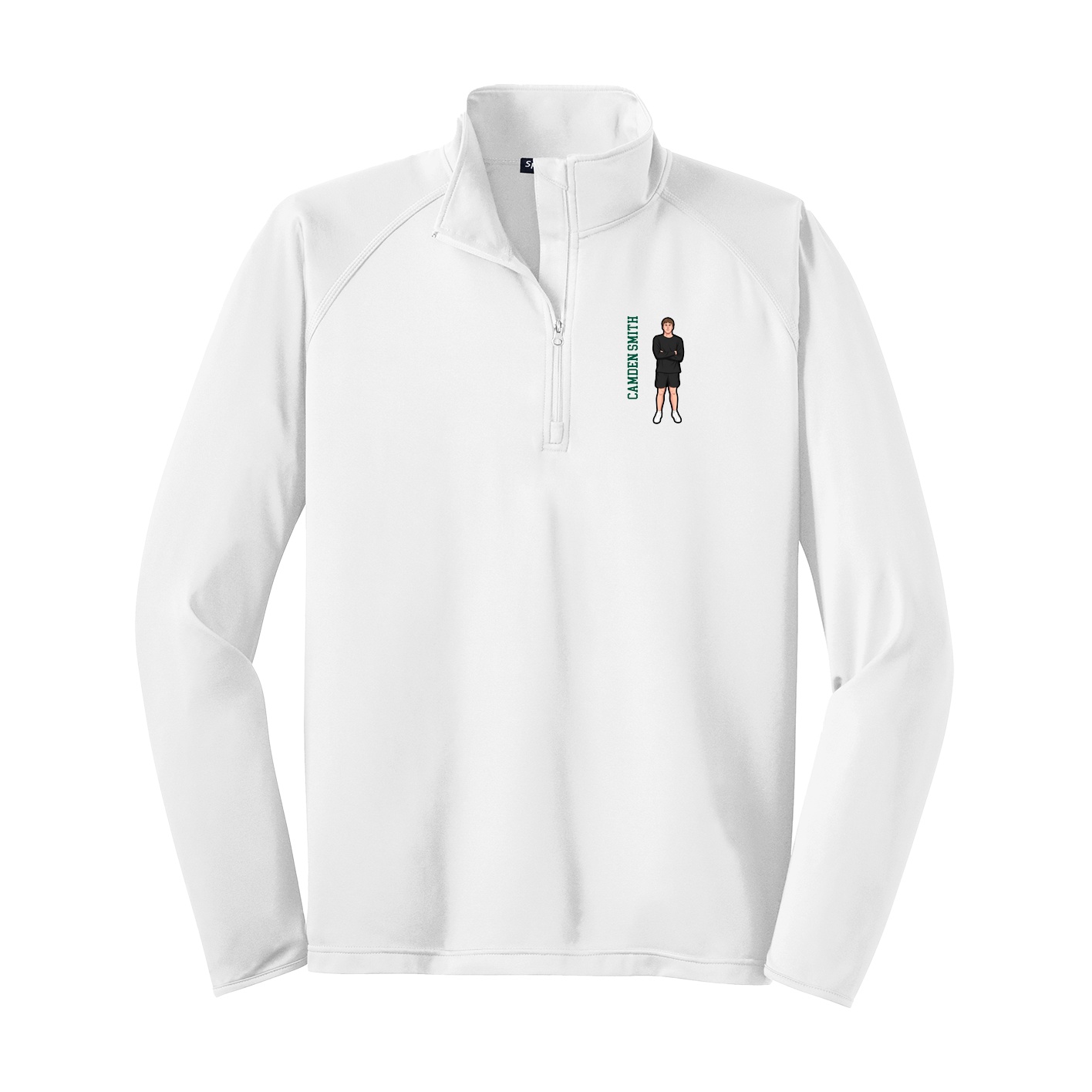 Q-Zip Pullover — Name Vertical in White