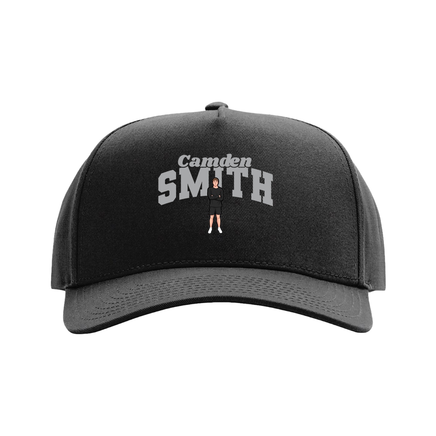 Full Fabric Five-Panel Champ Cap — Signature Arch in Black