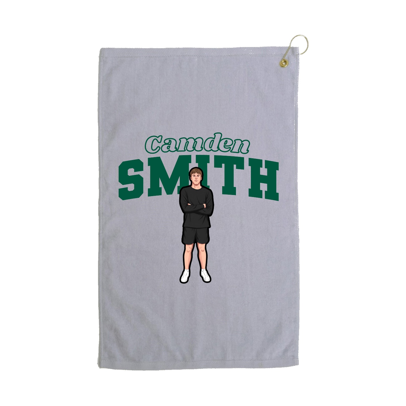 Golf Towel — Name Arch in Grey