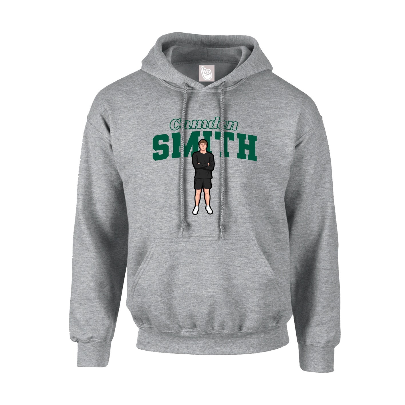 Youth Hoodie — Name Arch in Grey
