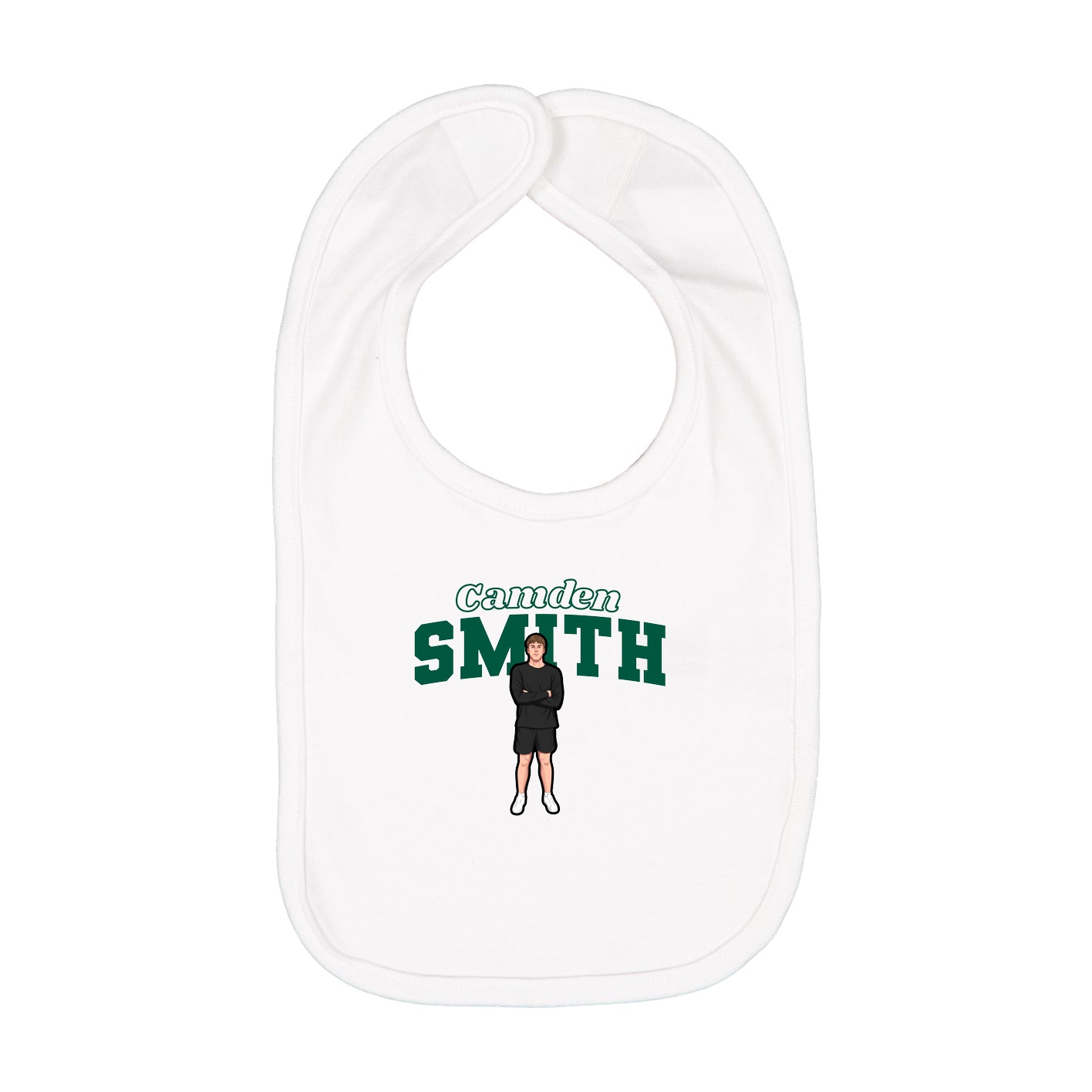 Infant Bib — Name Arch in White