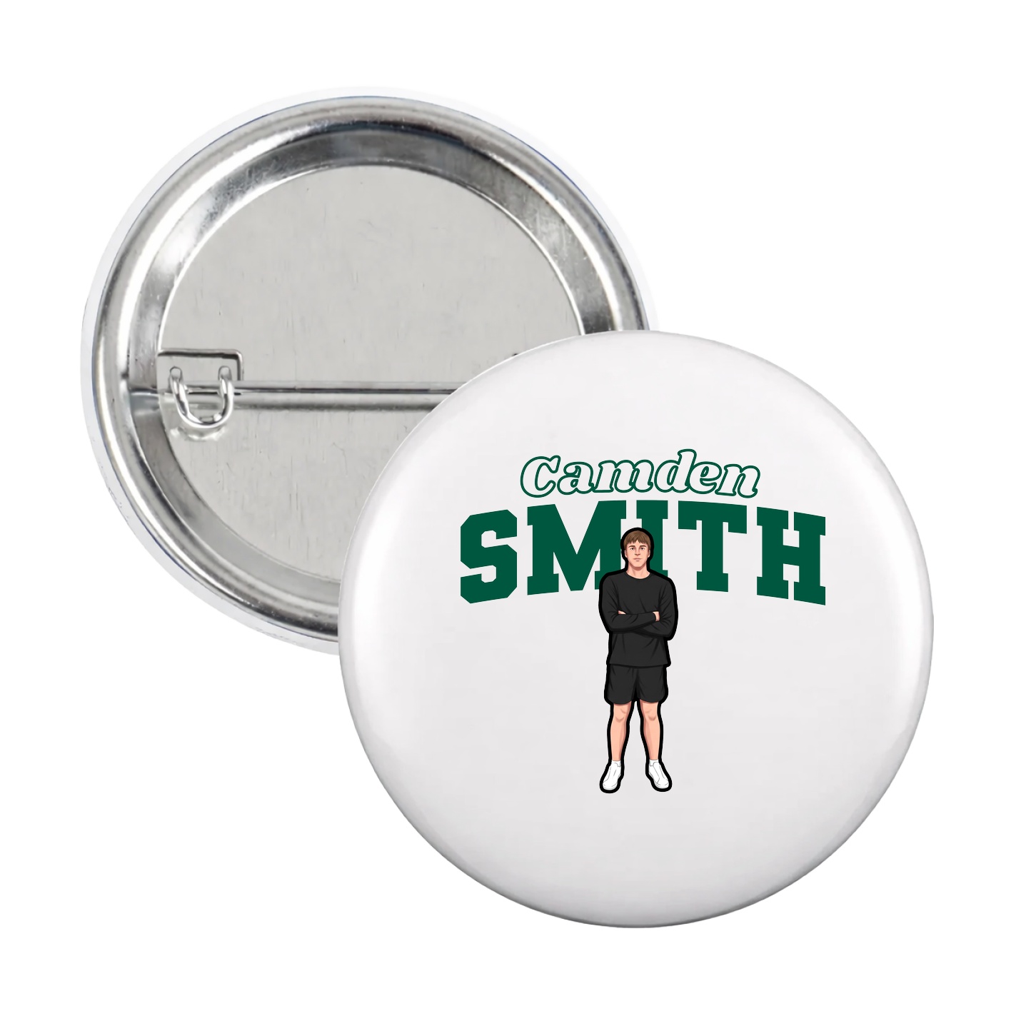 Game Day Button — Name Arch in White
