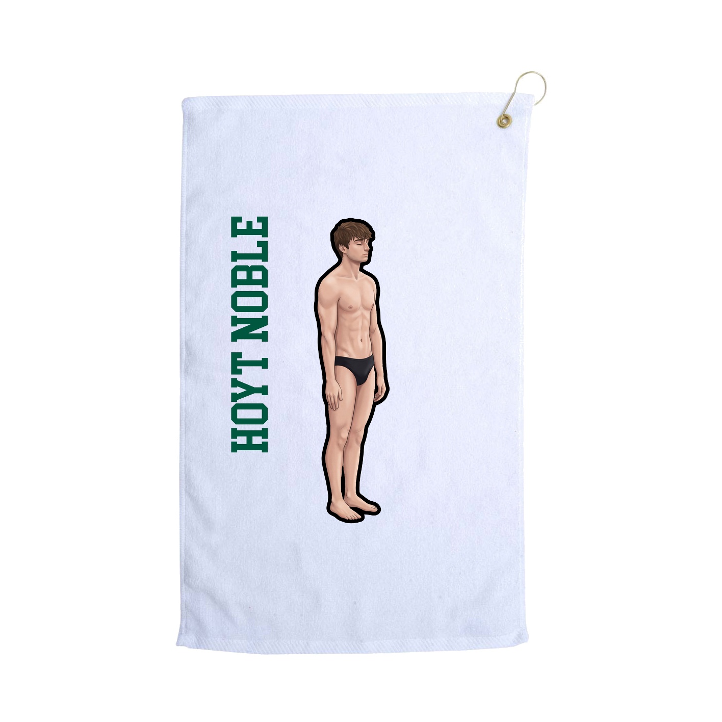Golf Towel — Name Vertical in White
