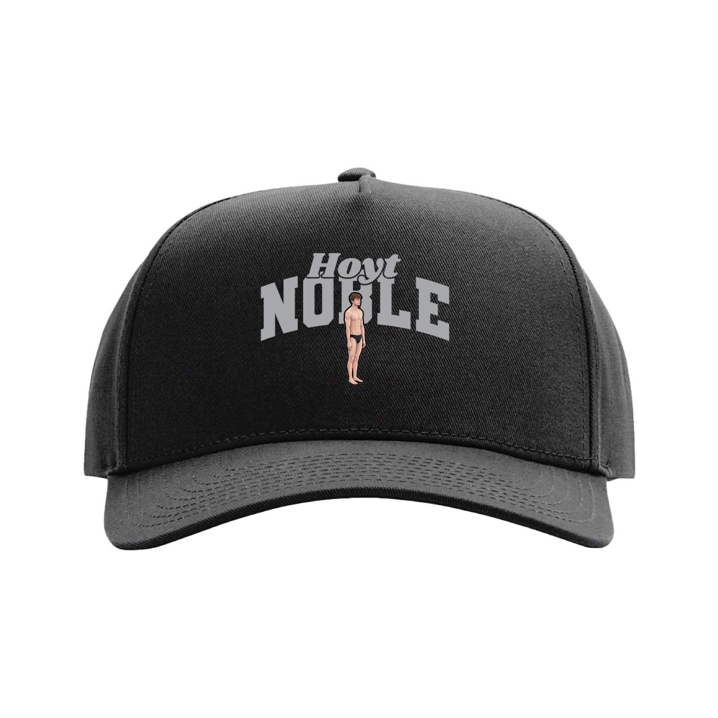Full Fabric Five-Panel Champ Cap — Signature Arch in Black