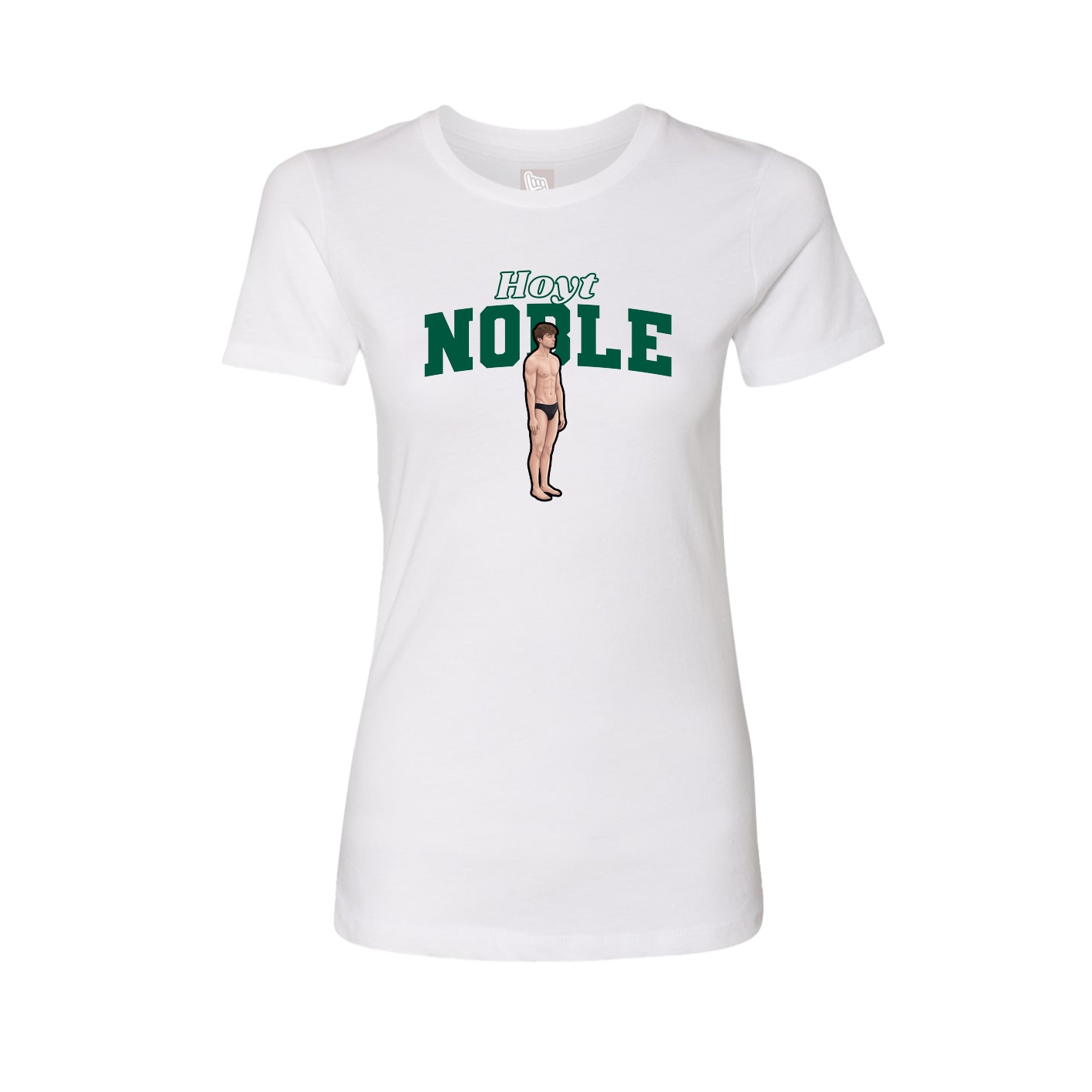 Fitted Women's Tee — Name Arch in White