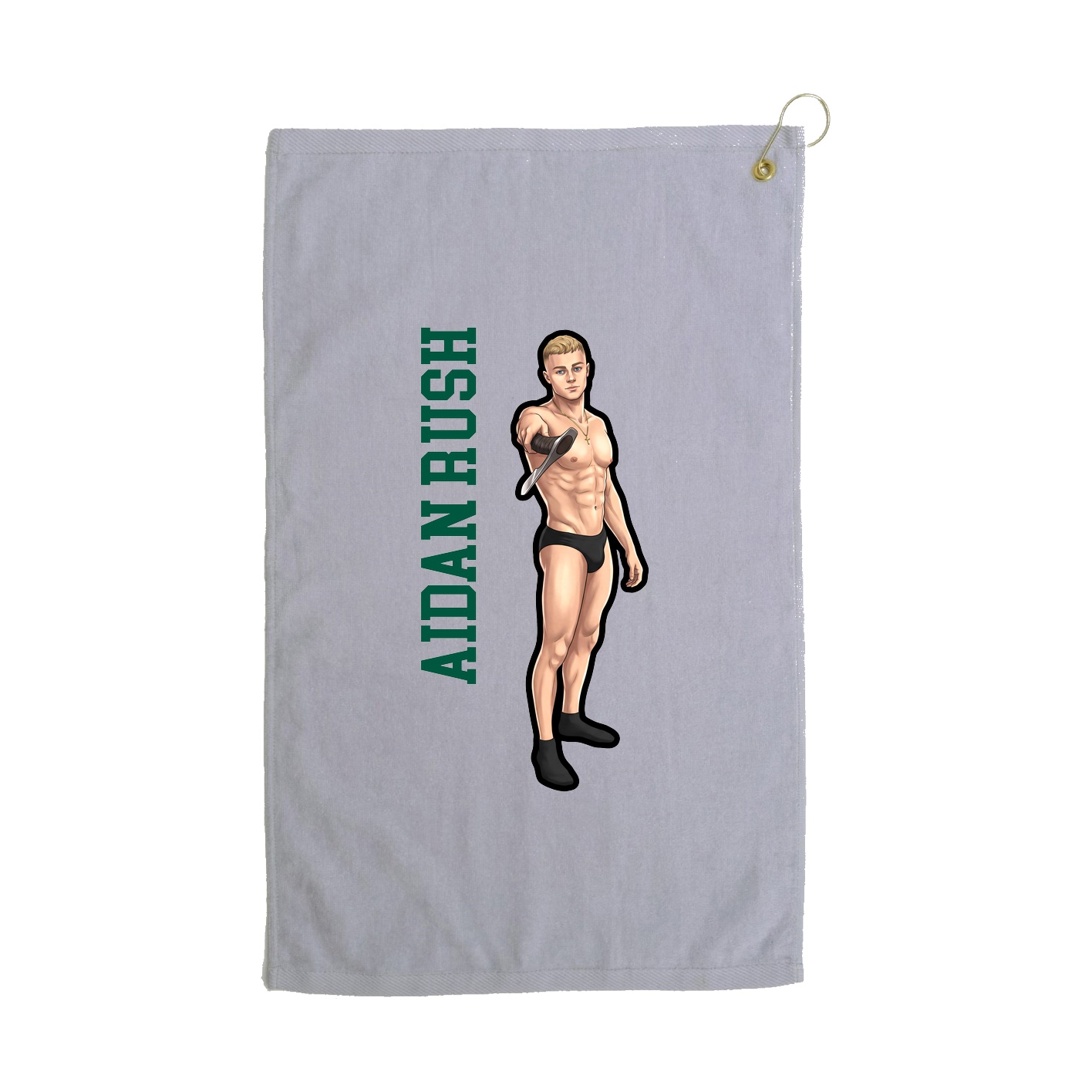 Golf Towel — Name Vertical in Grey