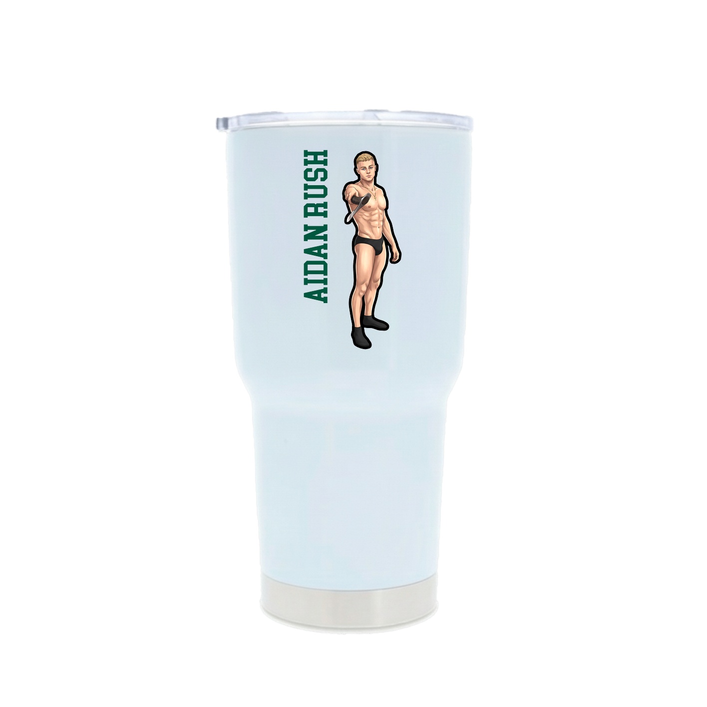 30oz Stainless Steel Tumbler — Name Vertical in White
