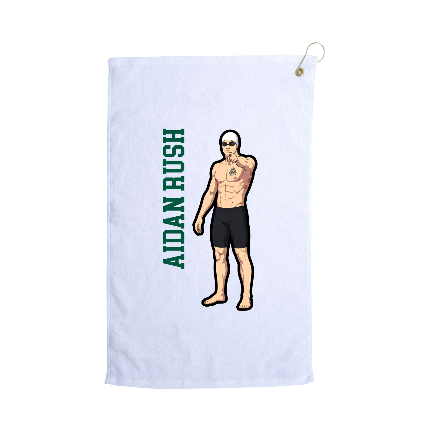 Golf Towel — Name Vertical in White