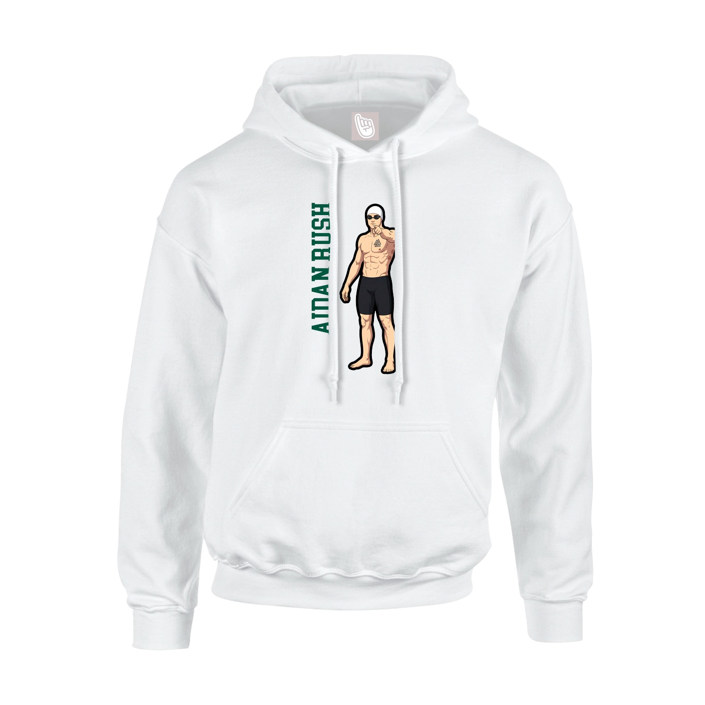Youth Hoodie — Name Vertical in White