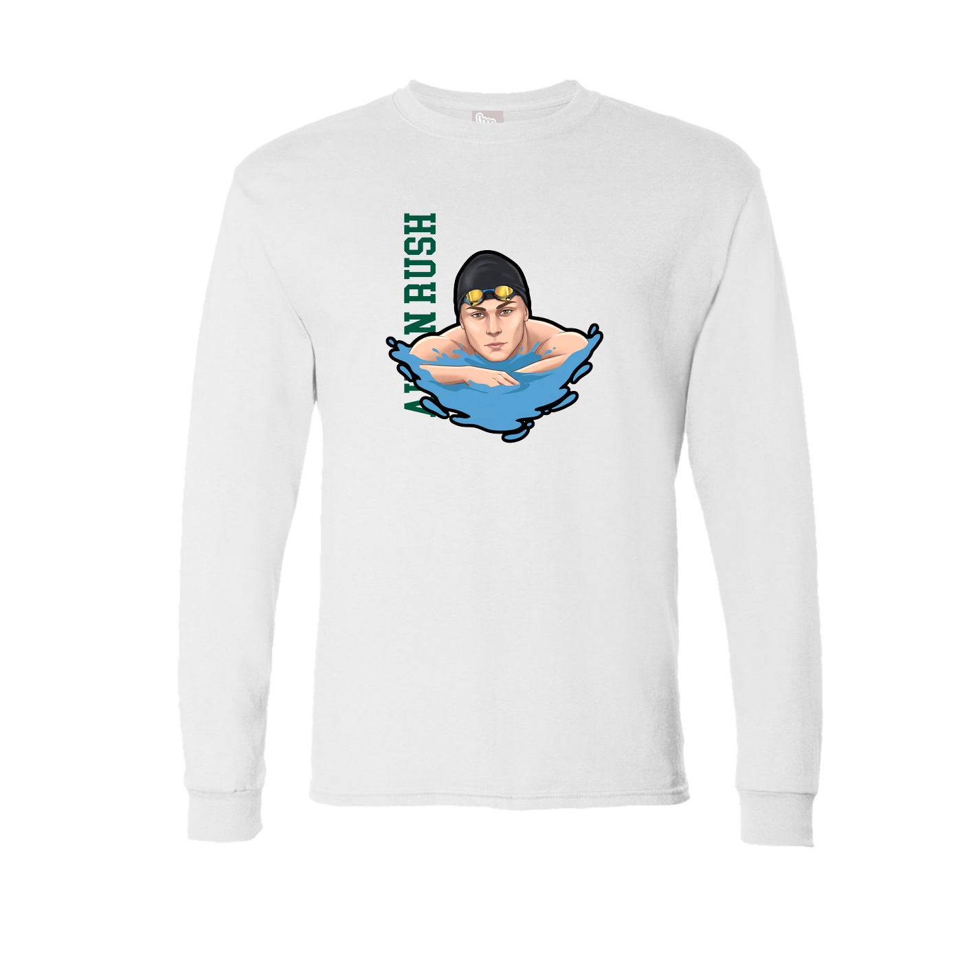Long Sleeve Tee — Name Vertical in White