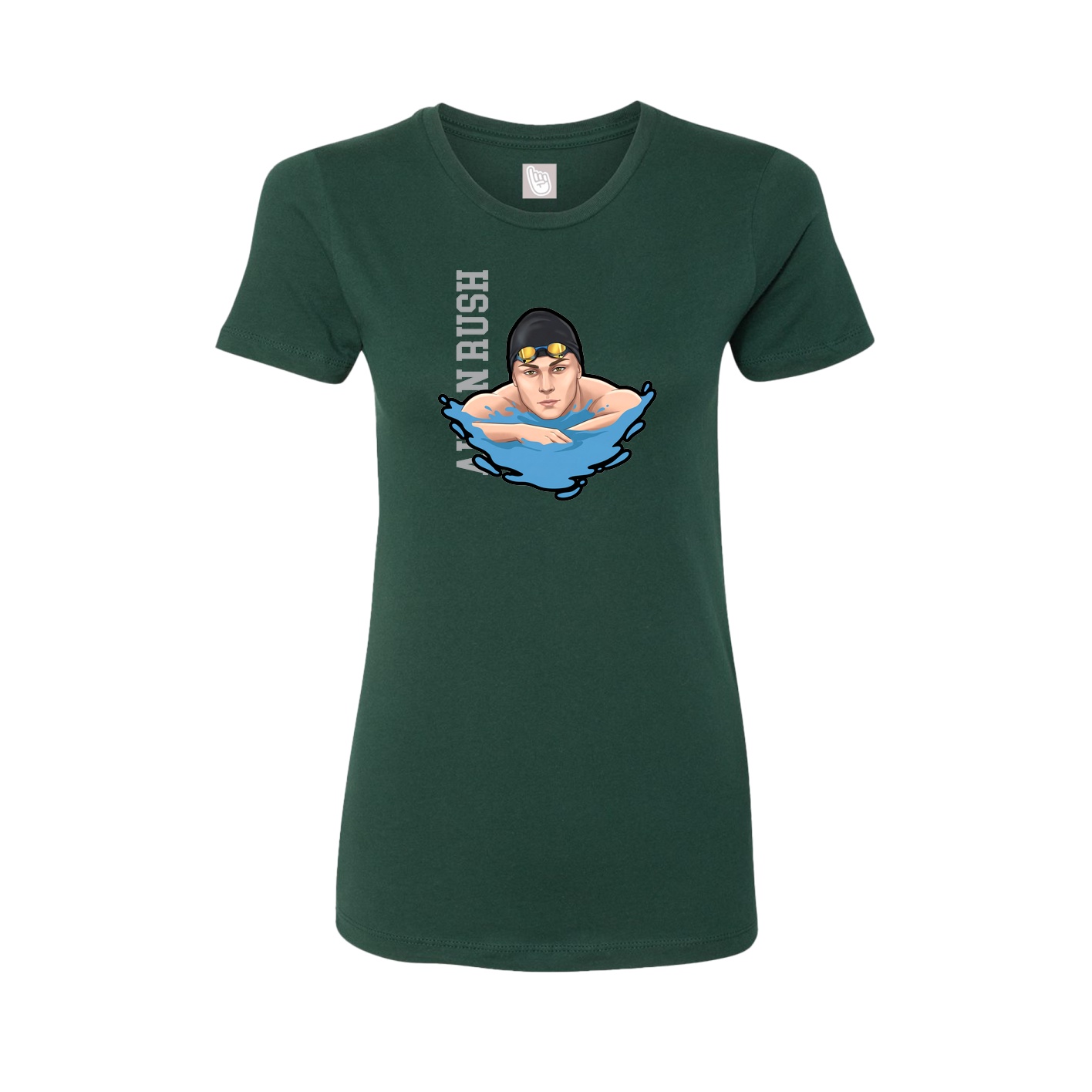 Fitted Women's Tee — Name Vertical in Green