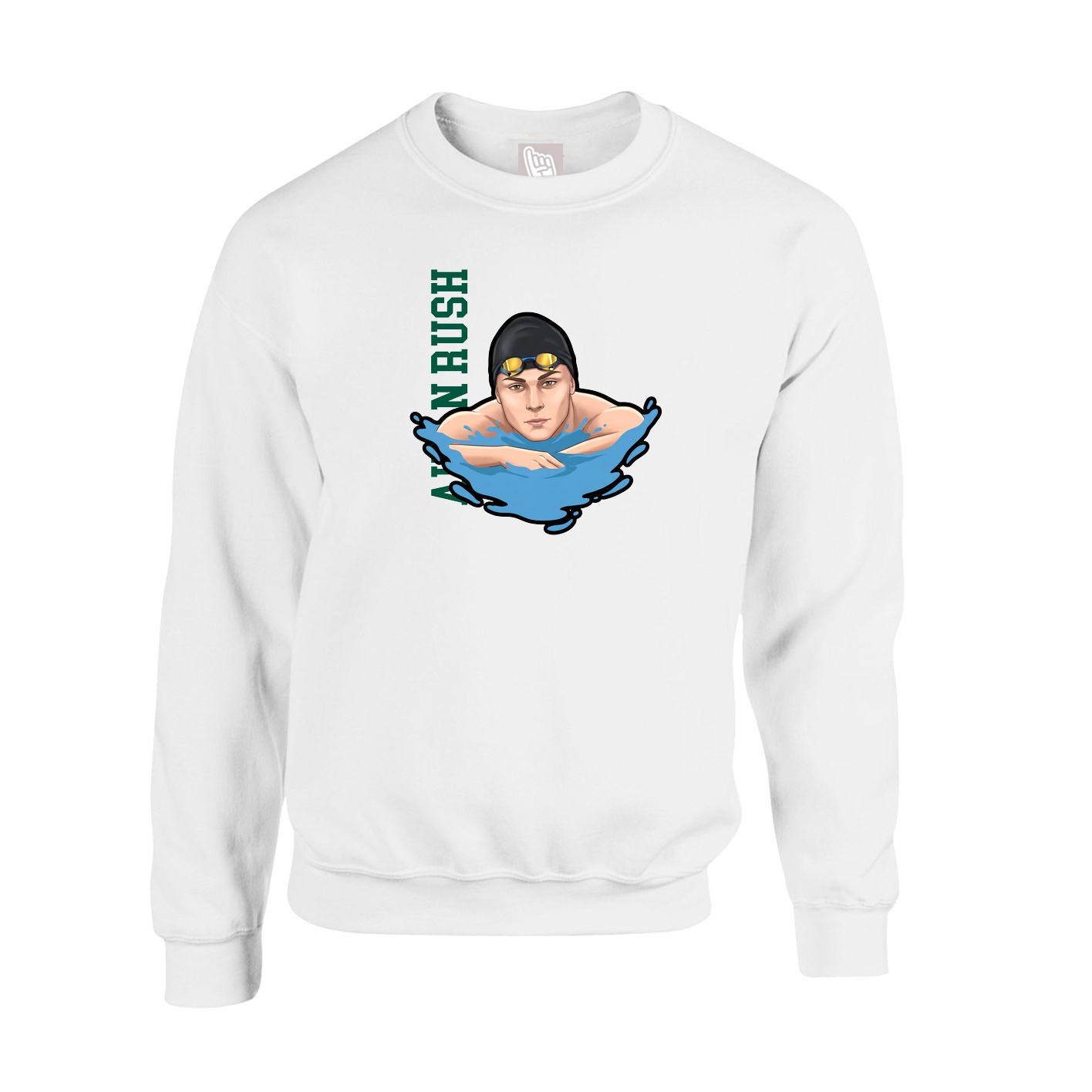 Fleece Crew — Name Vertical in White