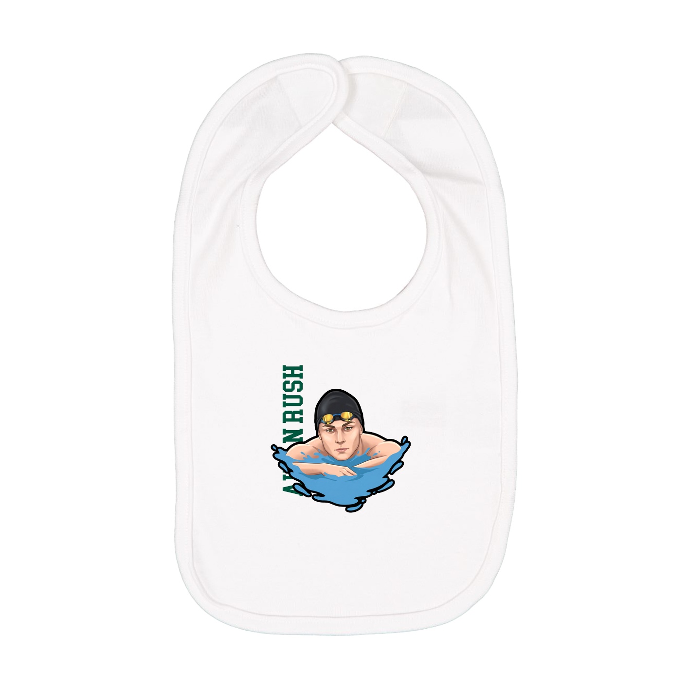 Infant Bib — Name Vertical in White