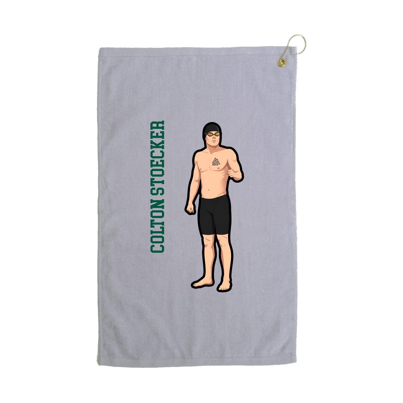 Golf Towel — Name Vertical in Grey