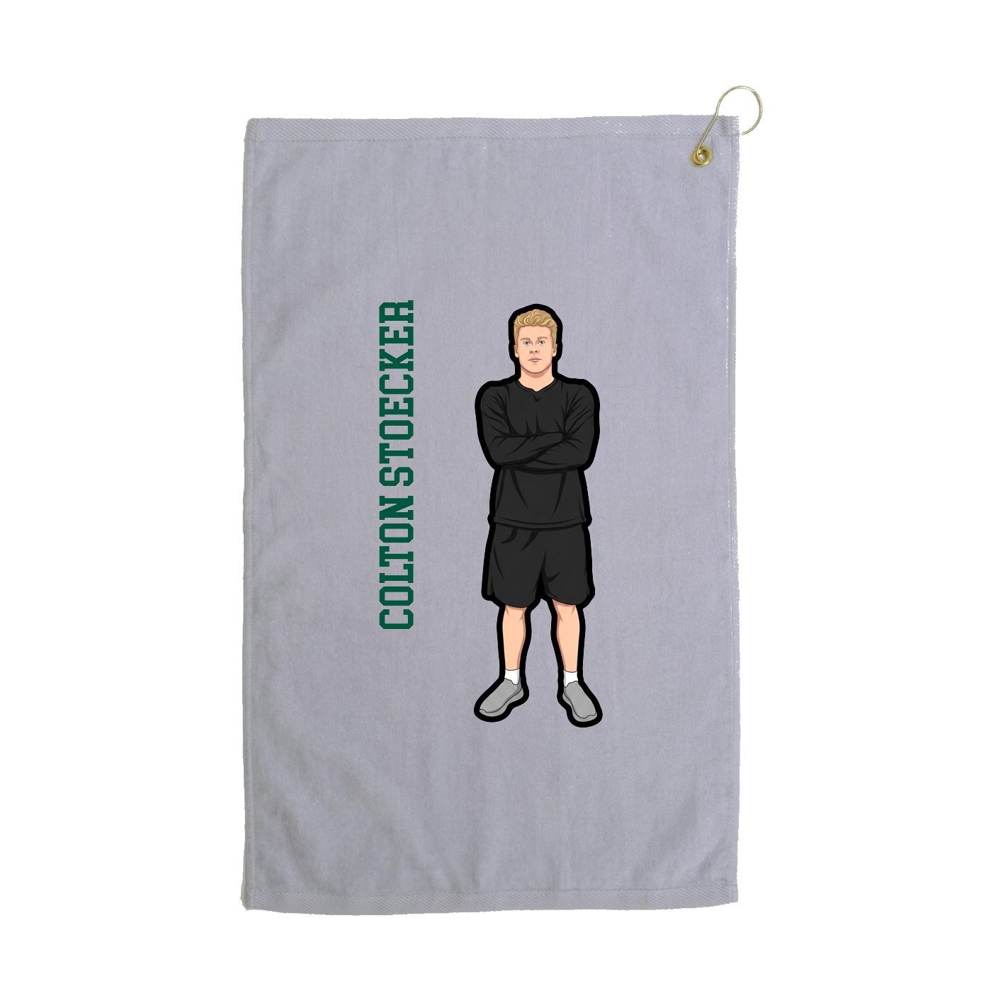 Golf Towel — Name Vertical in Grey