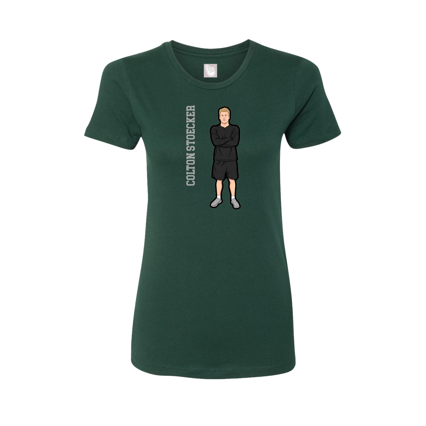 Fitted Women's Tee — Name Vertical in Green