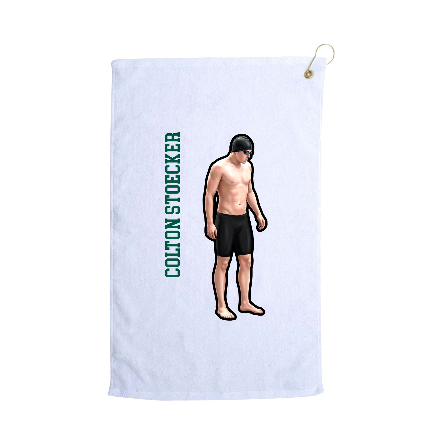 Golf Towel — Name Vertical in White