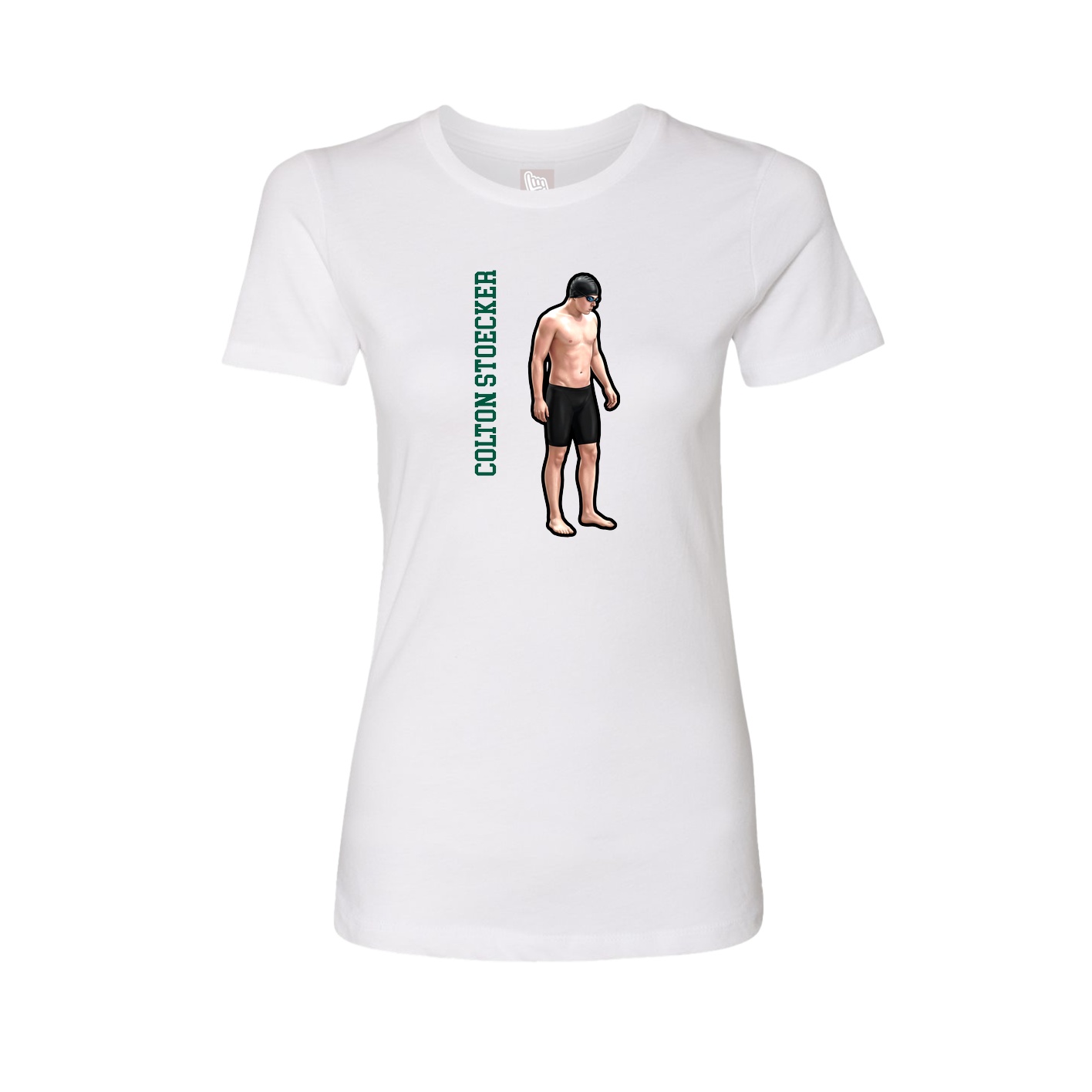 Fitted Women's Tee — Name Vertical in White