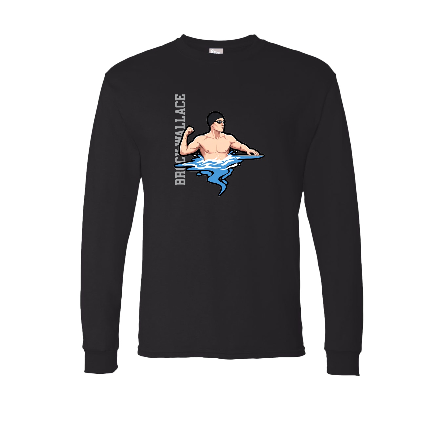 Long Sleeve Tee — Name Vertical in Black