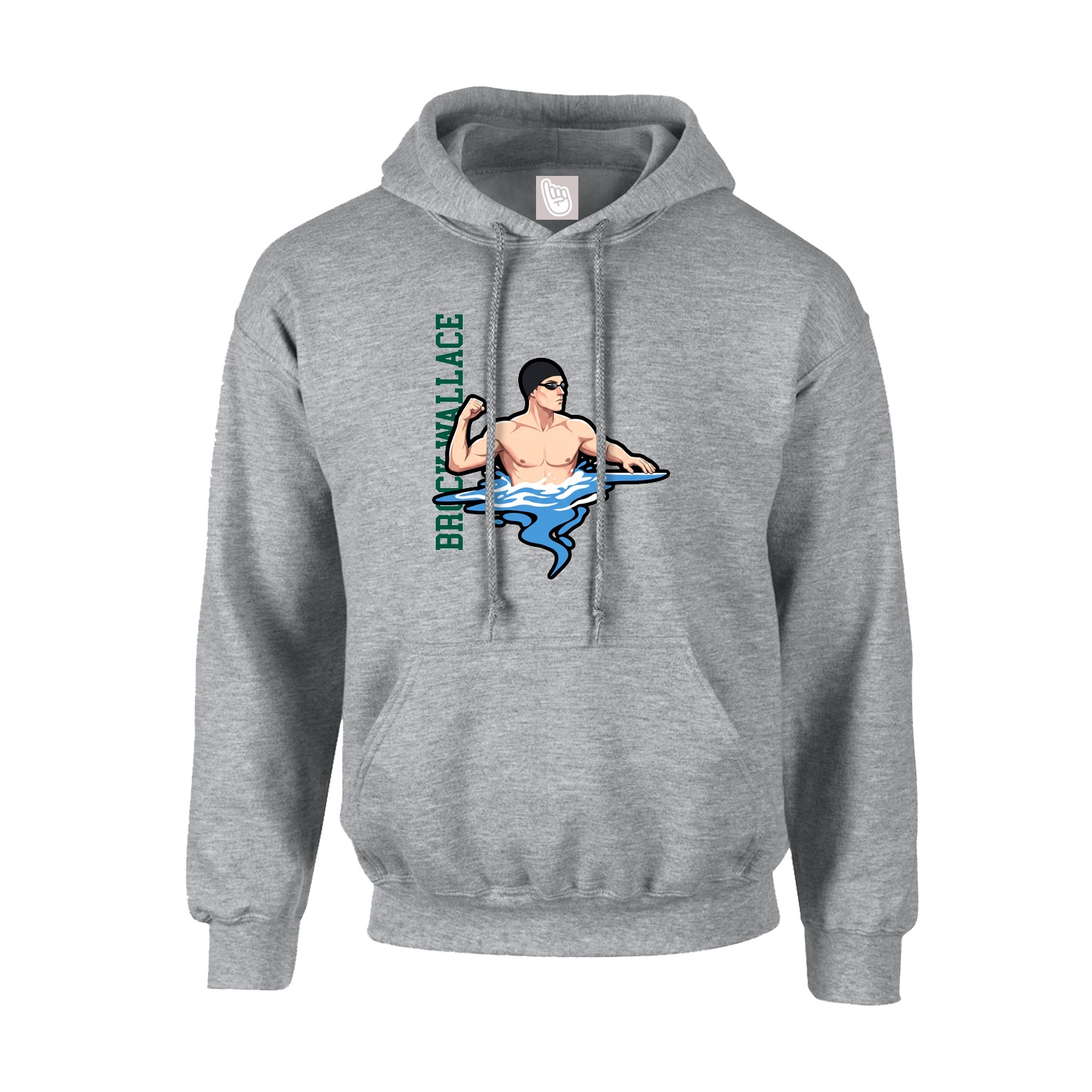 Youth Hoodie — Name Vertical in Grey