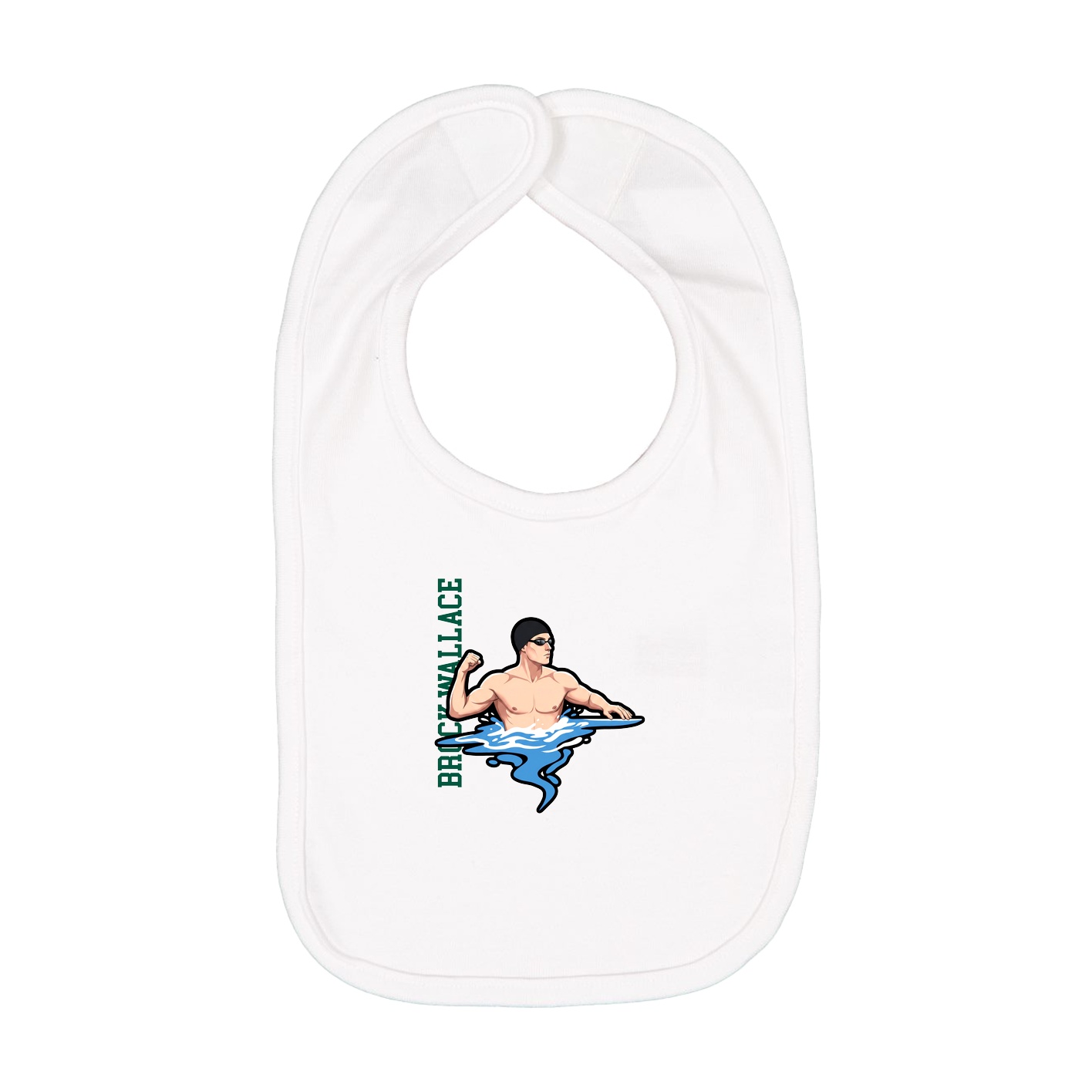 Infant Bib — Name Vertical in White