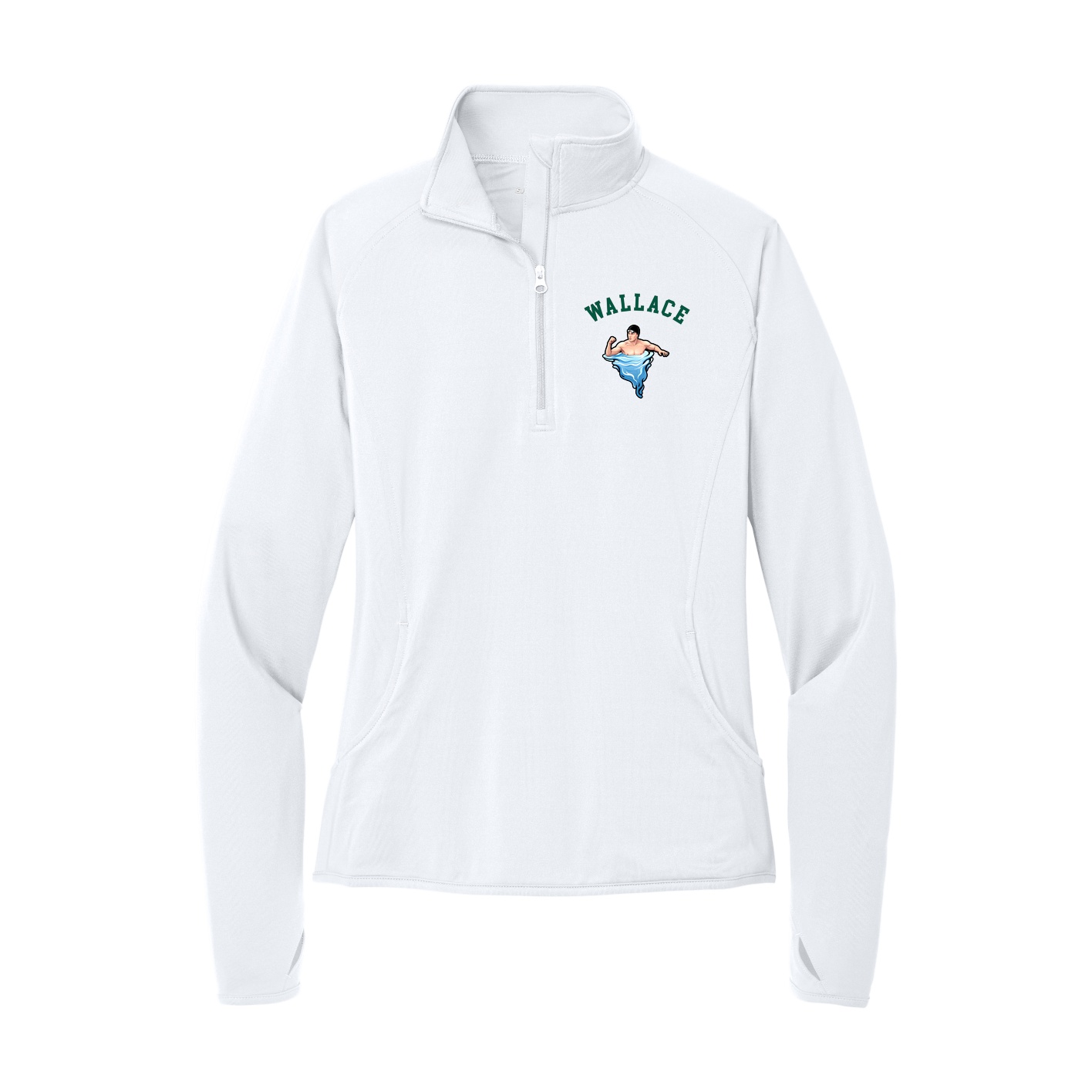 Women's Q-Zip Pullover — Shirsey Arch in White