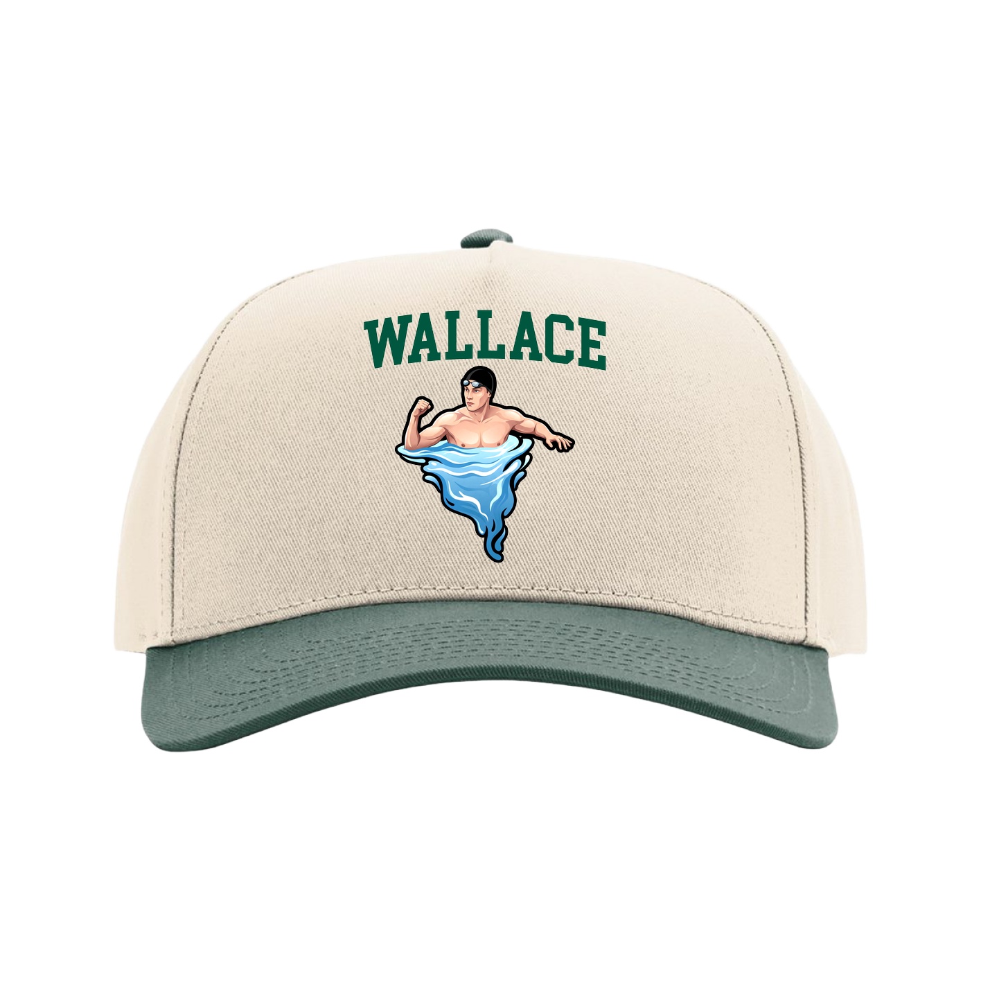 Full Fabric Five-Panel Champ Cap — Shirsey in Cream/Green