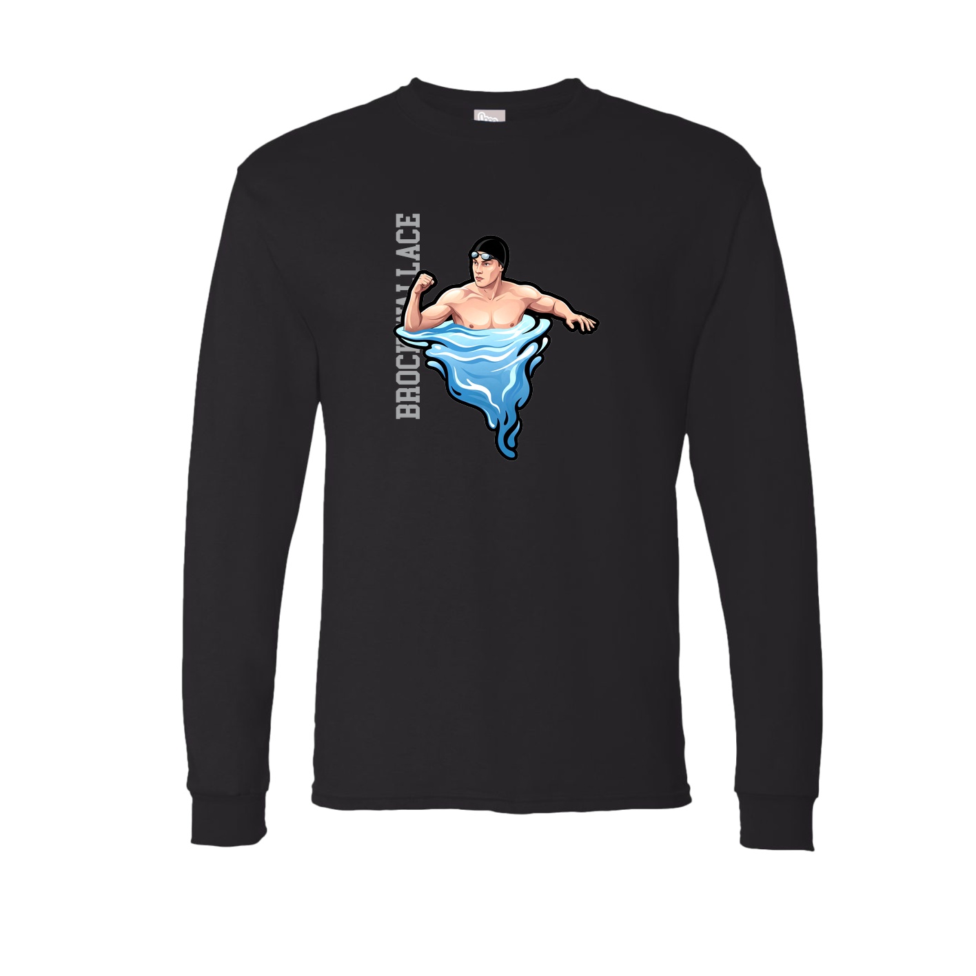 Long Sleeve Tee — Name Vertical in Black