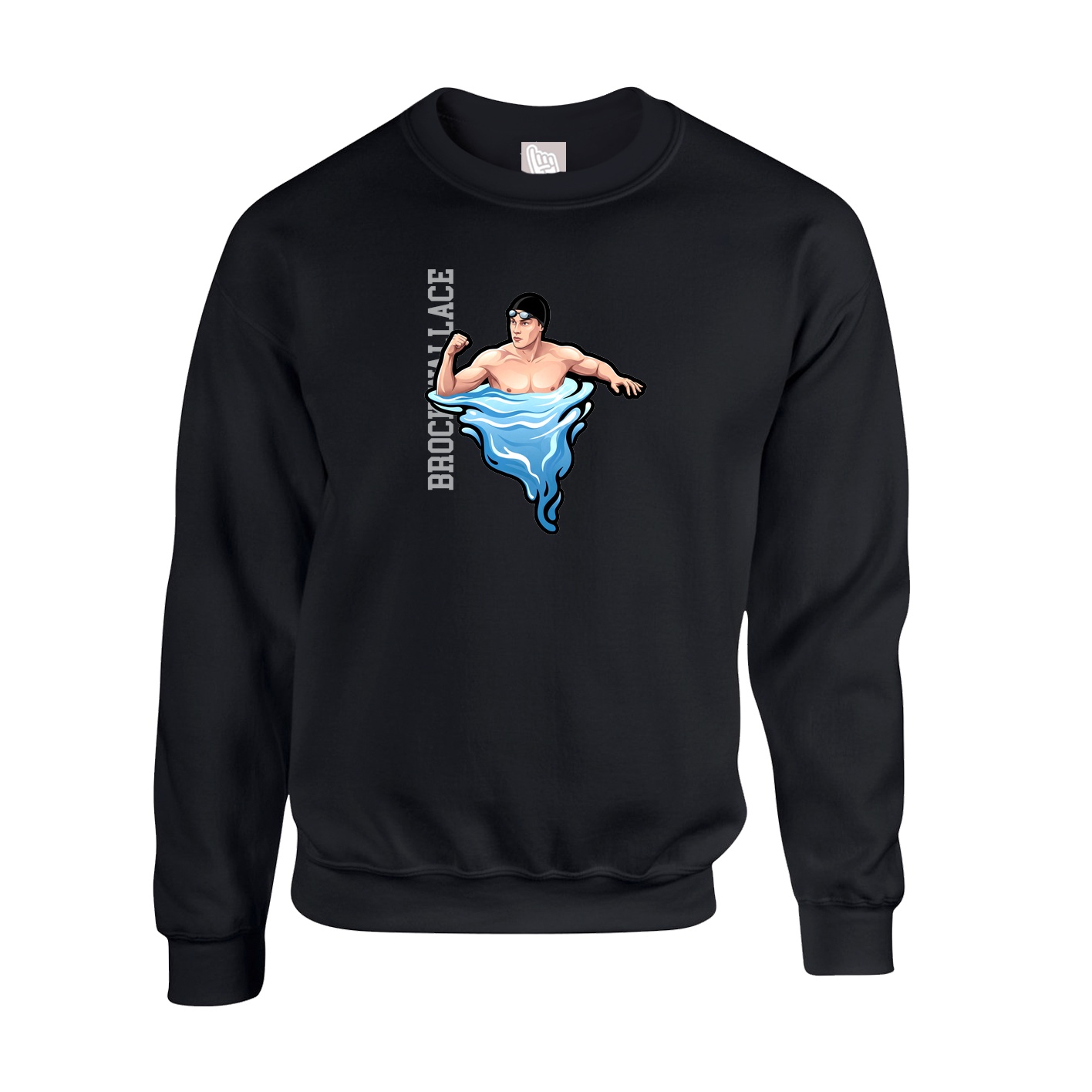 Fleece Crew — Name Vertical in Black