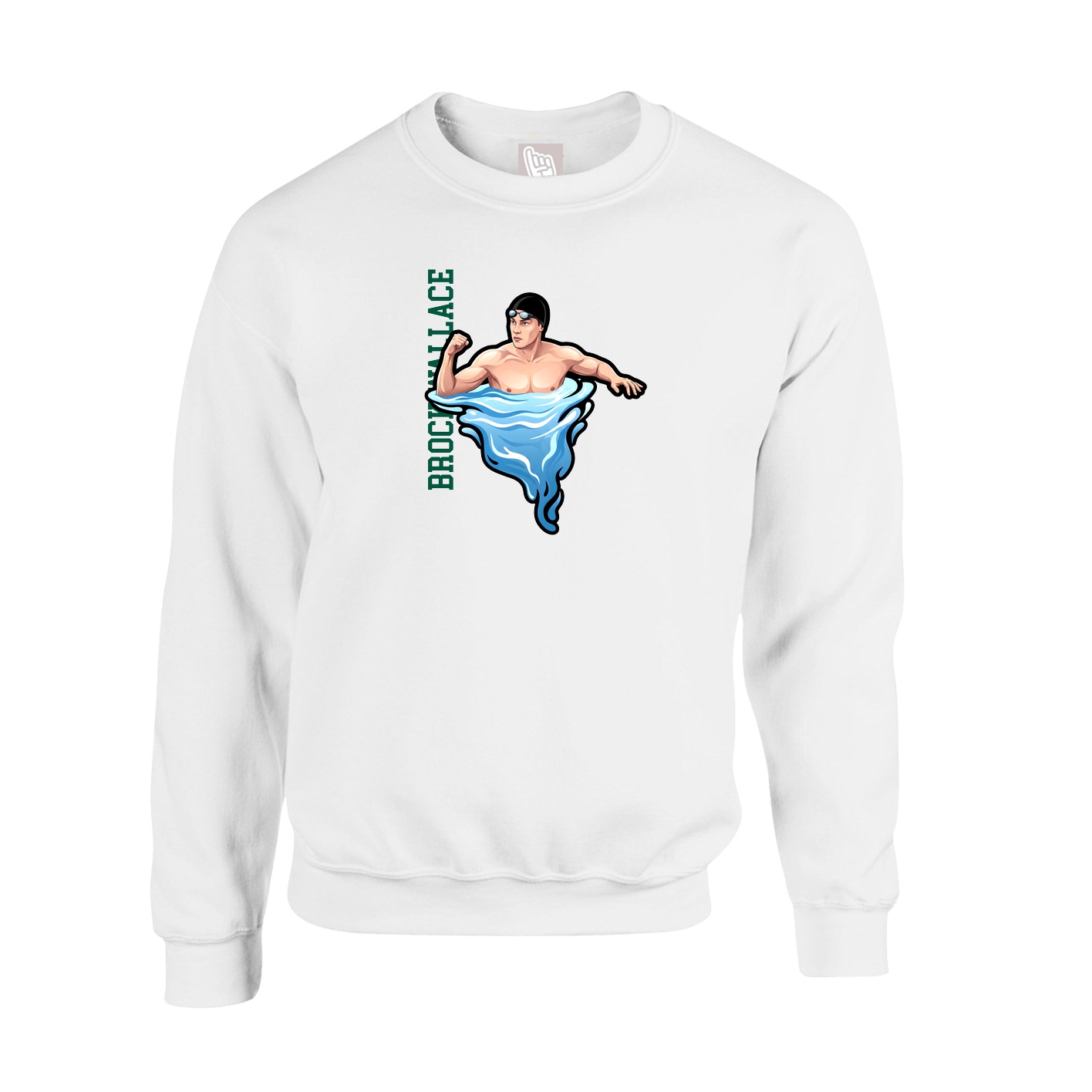 Fleece Crew — Name Vertical in White