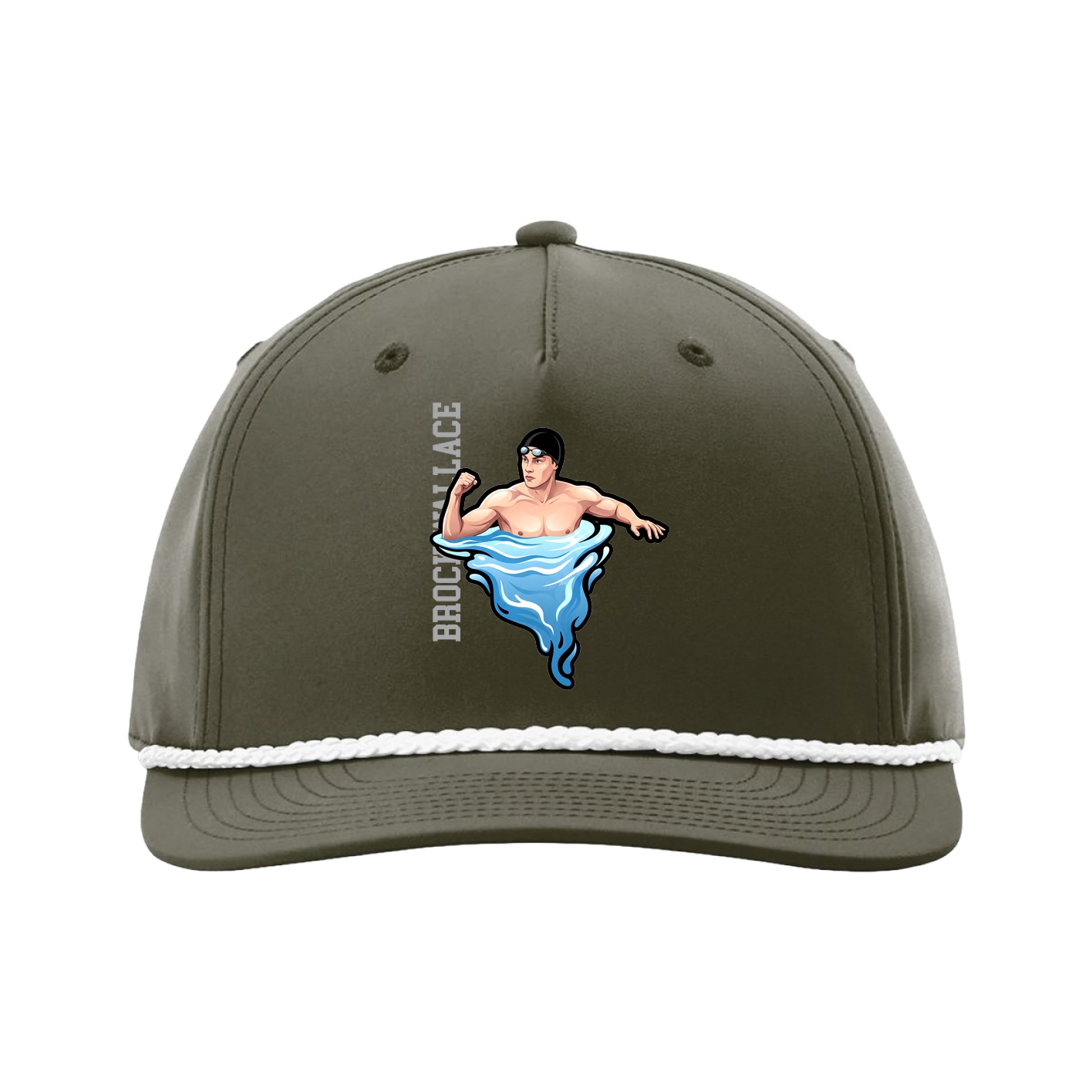 Five-Panel Classic Rope Cap — Name Vertical in Green