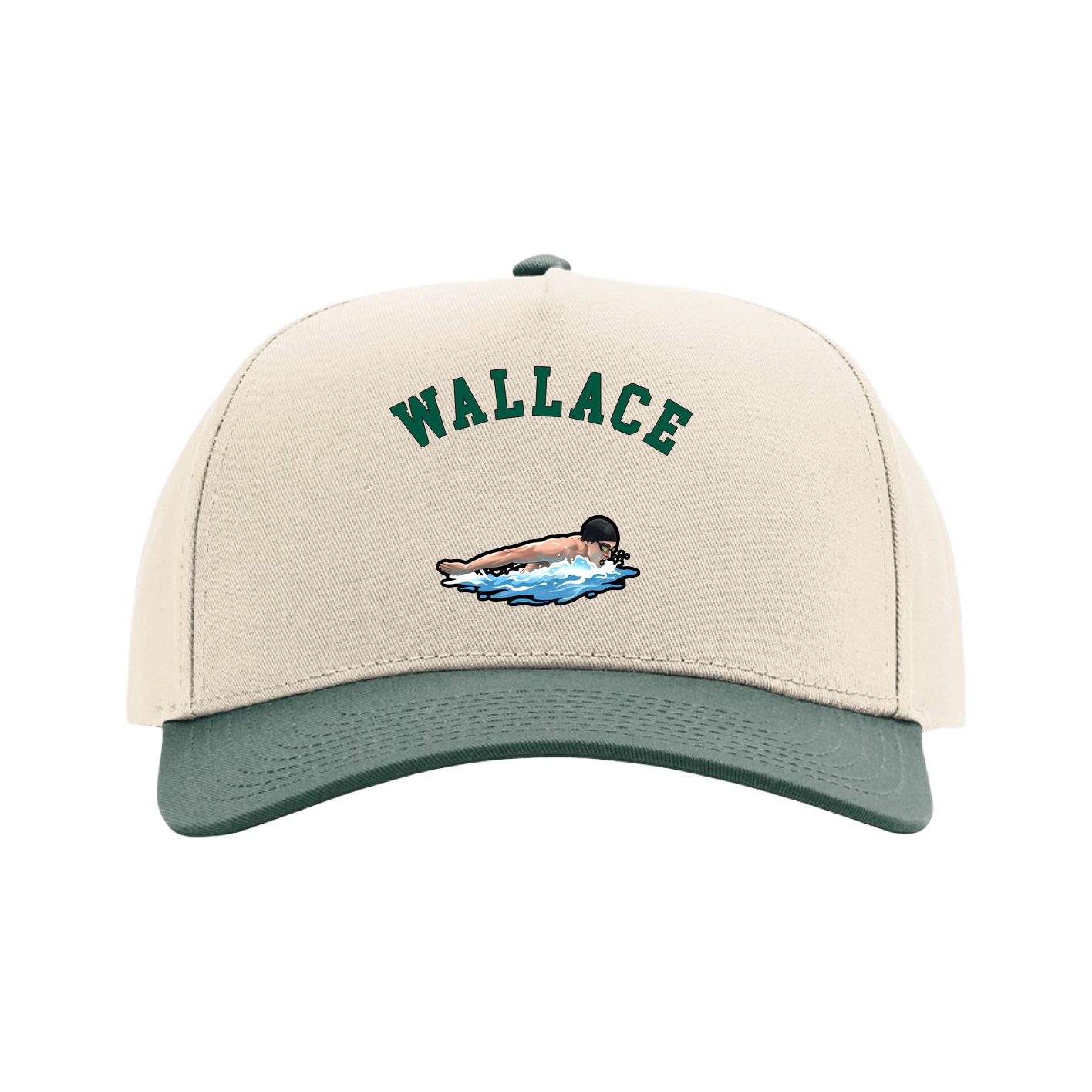 Full Fabric Five-Panel Champ Cap — Shirsey Arch in Cream/Green