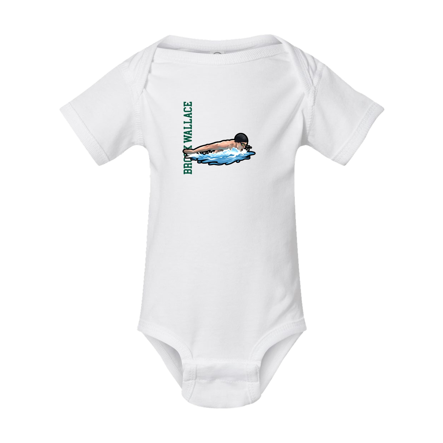 Baby Onesie — Name Vertical in White