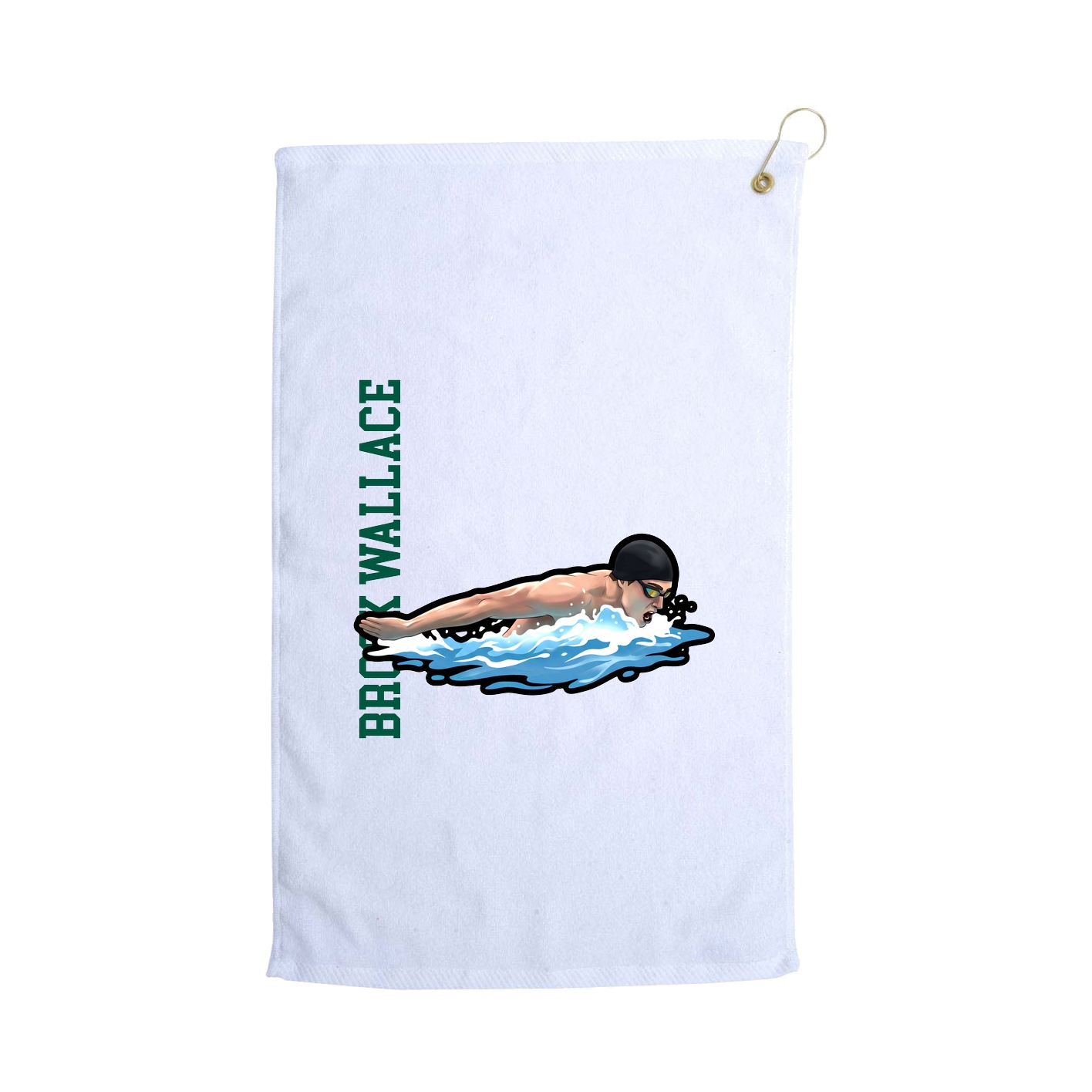 Golf Towel — Name Vertical in White